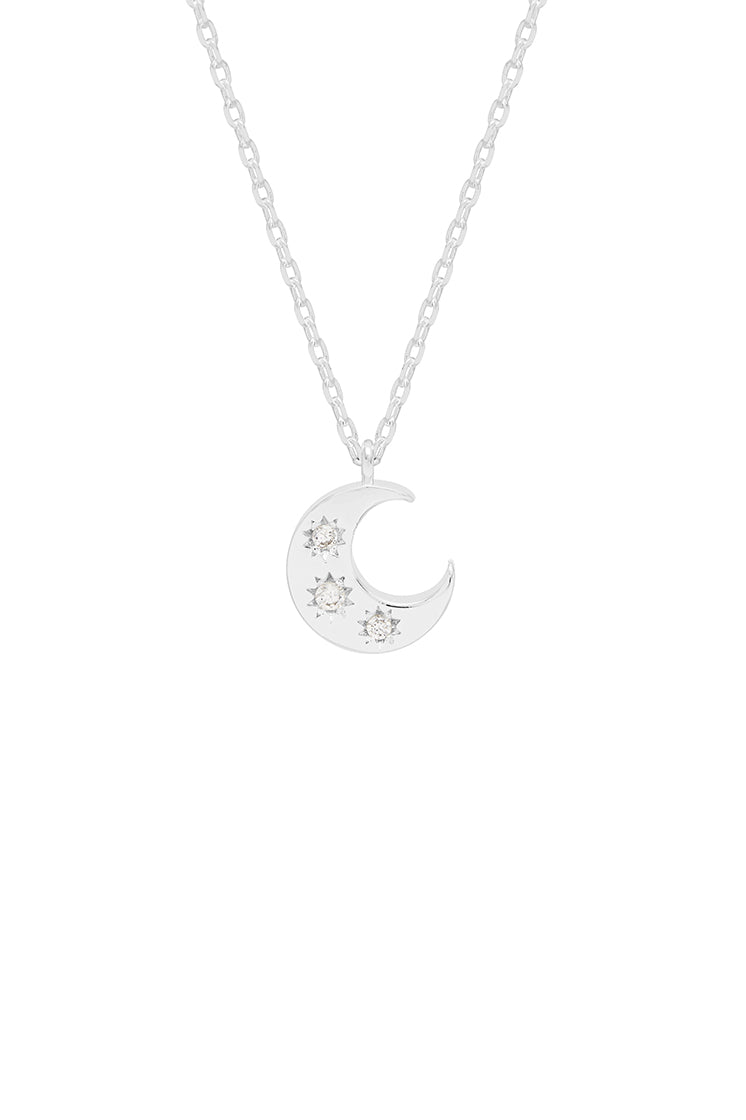 CZ Moon Pendant Necklace - 925 Sterling Silver Crescent Moon Charm Jewelry for Women - Perfect for Birthday Gifts, Anniversary & Everyday Elegance