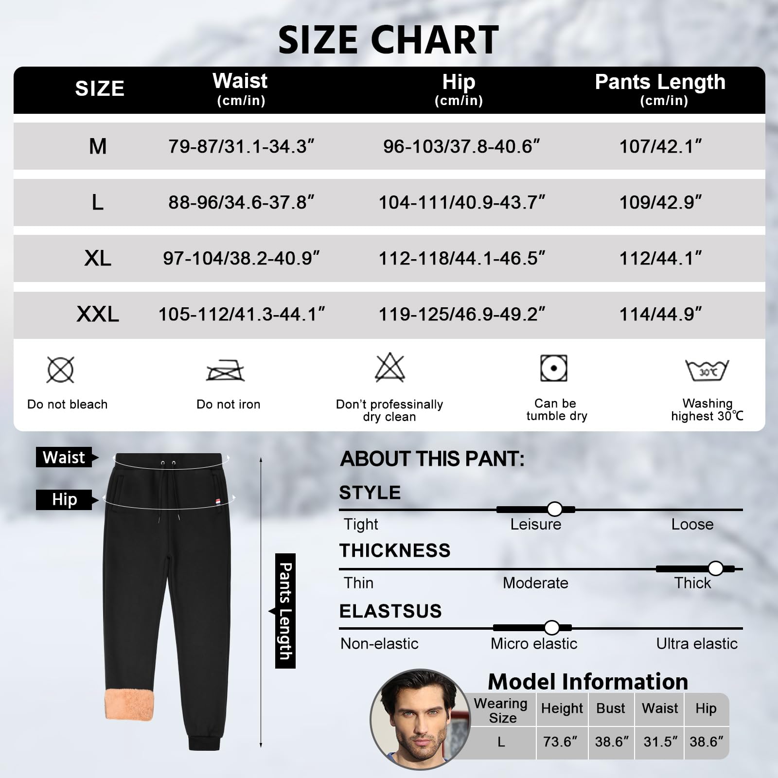 **Xukk Men's Fleece-Lined Sweatpants - Winter Warm Sherpa Joggers with Zipper Pockets & Drawstring - Comfortable Athletic Pants for Running, Lounging & Outdoor Activities**