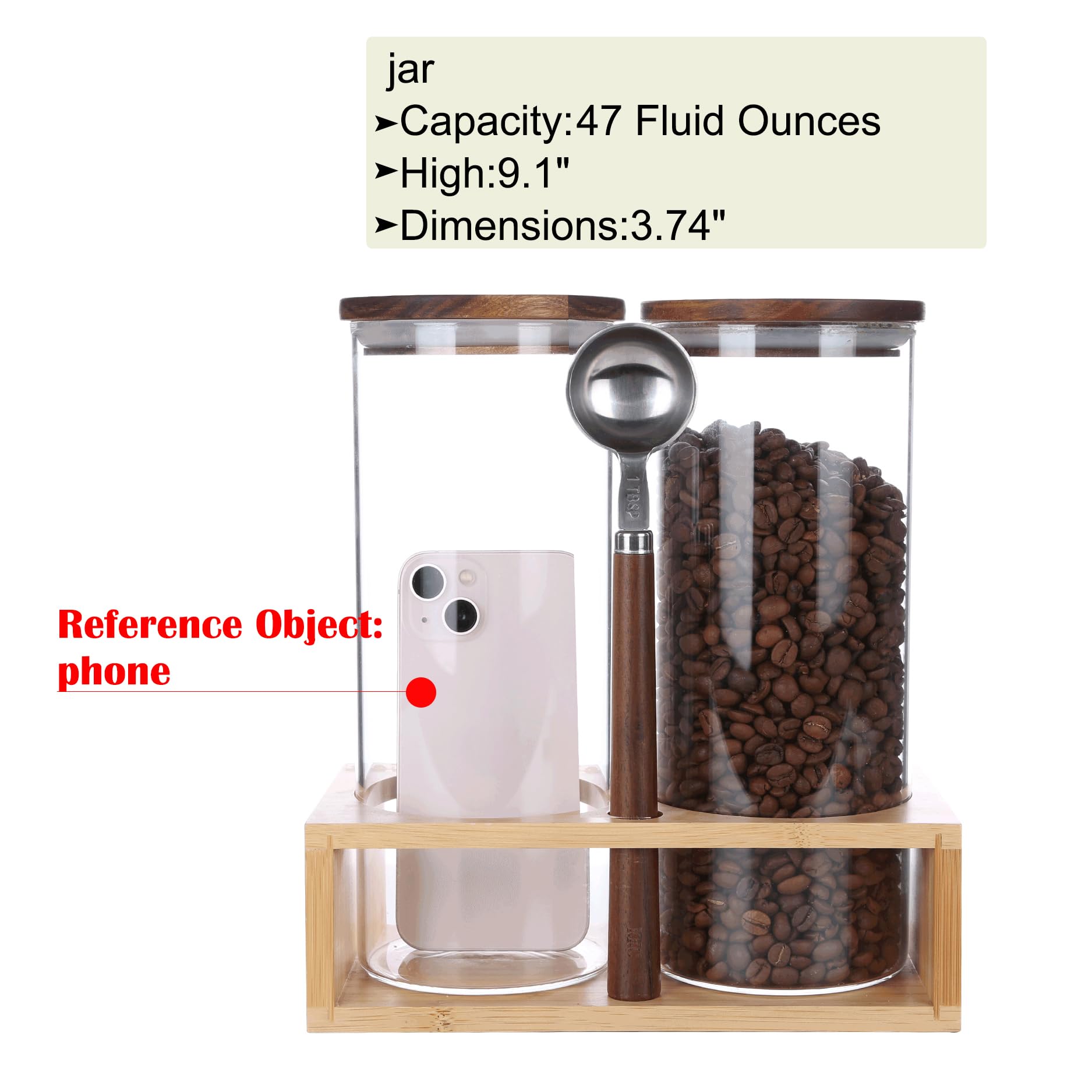 KKC HOME ACCENTS Airtight Glass Coffee Bean Storage Container with Sealable Lid - Perfect for Coffee Beans, Ground Coffee, Nuts, Tea & Spices - Ideal for Kitchen Countertop, Pantry Organization & Coffee Station Decor
