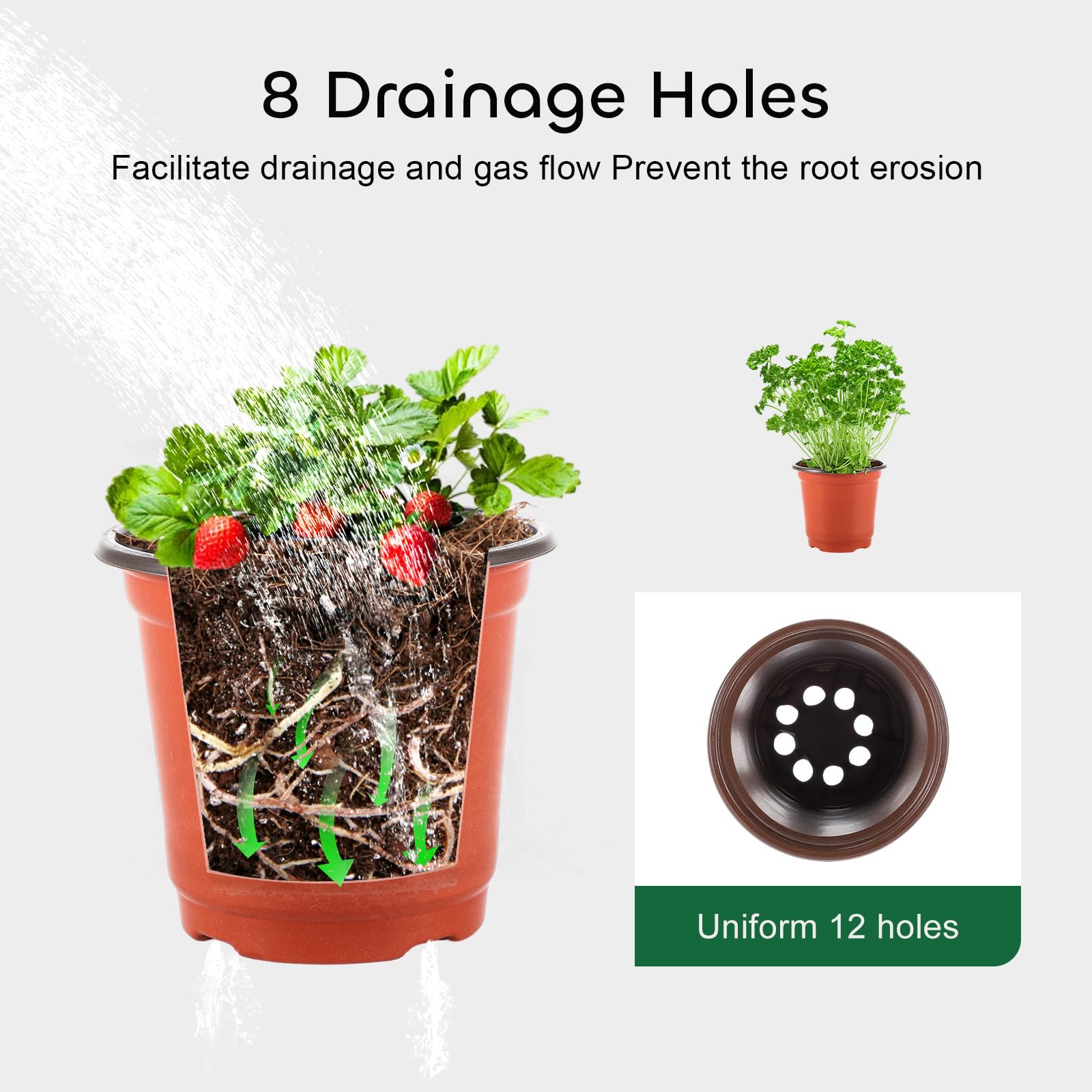 GROWNEER 4 Inch Plastic Plant Pots for Seedlings - 60 Pcs Nursery Pots with 15 Plant Labels - Small Flower Seed Starter Containers for Indoor Outdoor Gardening, Transplanting, Herbs, Succulents & Houseplants