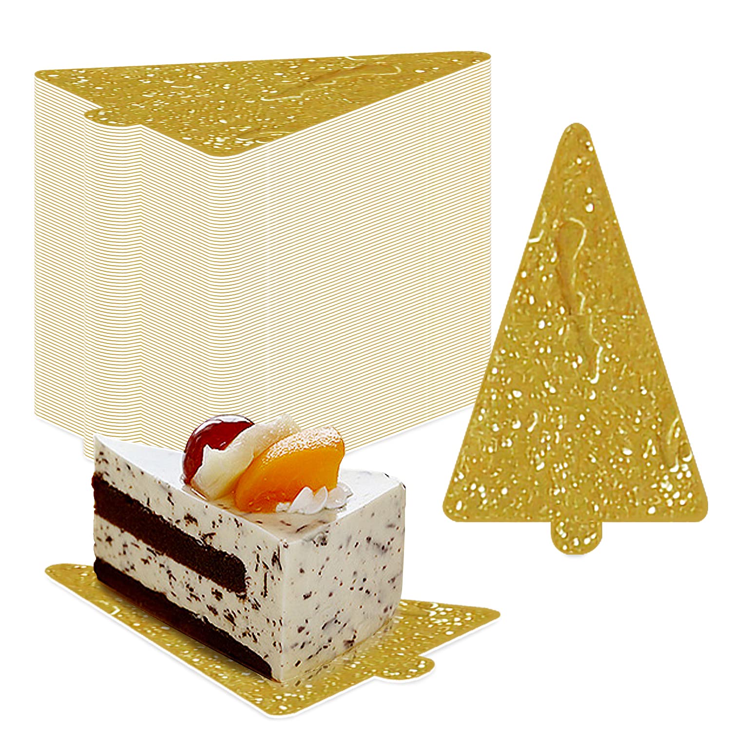 100 Pcs Gold Mini Cake Boards - Triangle Mousse Cake Bases, Cupcake Dessert Trays for Party, Christmas, Wedding Display - Sturdy Cake Paper Plates for Pastry, Mini Cakes & Dessert Presentation