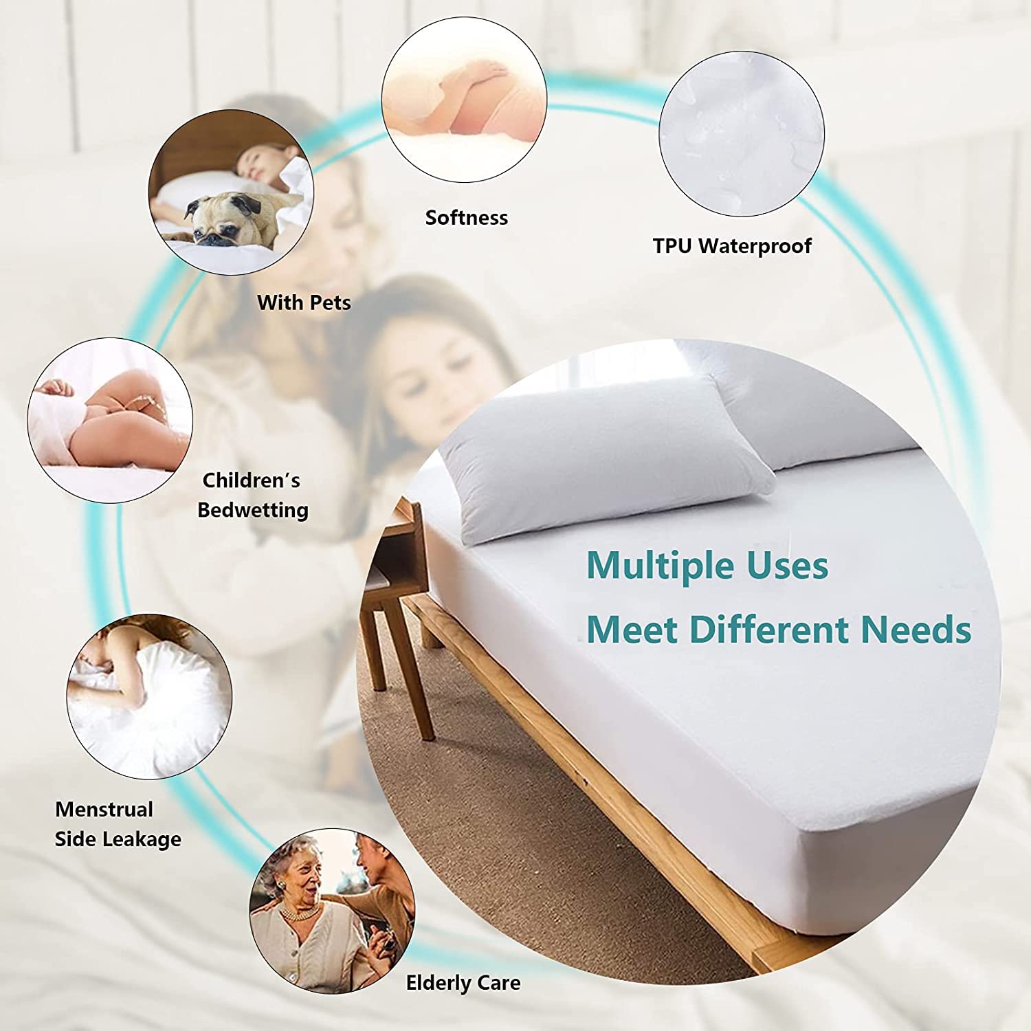 Waterproof Mattress Protector - Soft & Breathable Terry Cotton Cover for RV Bunk, Truck Sleeper & Home Use - Fitted Style Fits 15