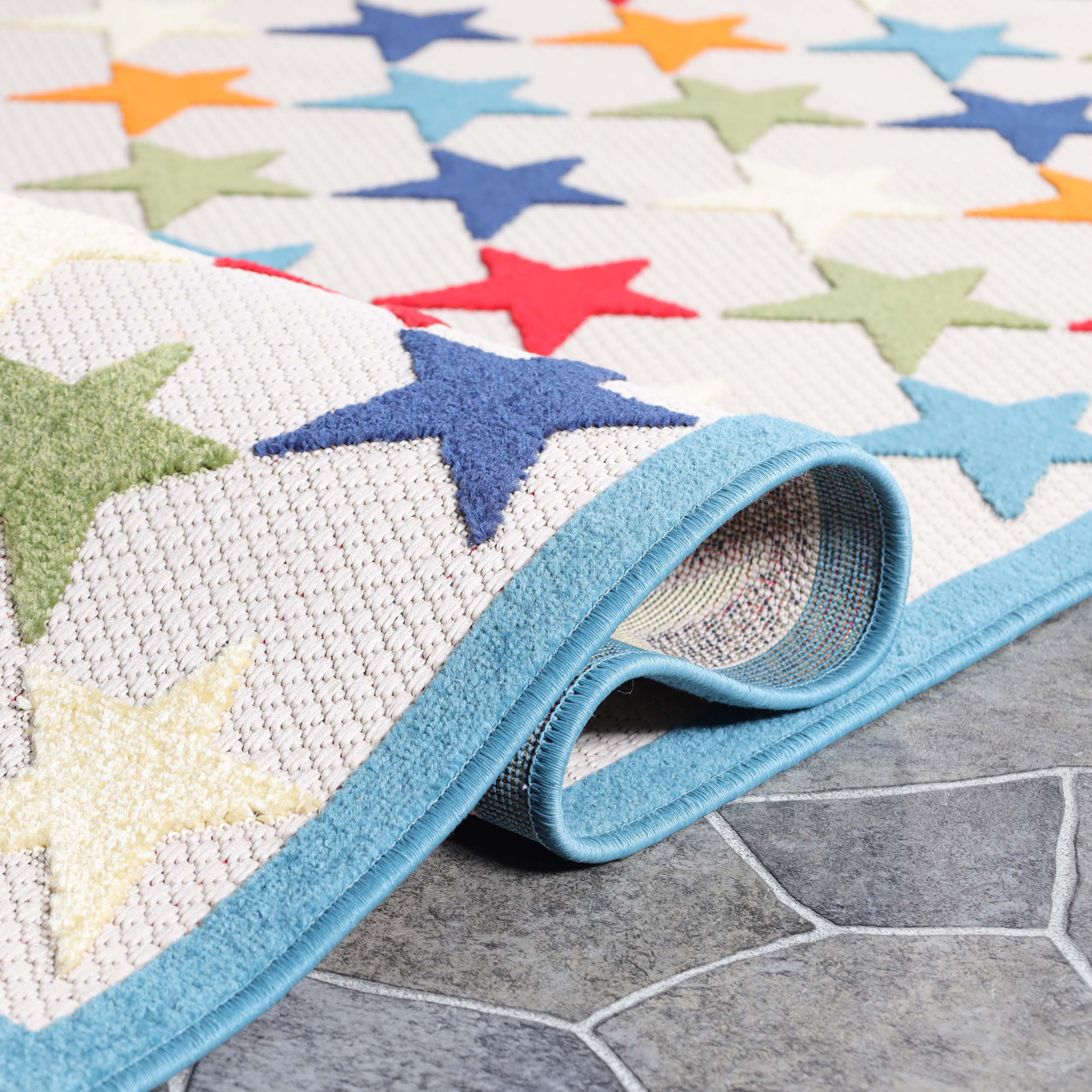 Juniper Modern Stars Area Rug - Soft Indoor/Outdoor Carpet for Living Room, Bedroom, Patio - Non-Slip Decorative Floor Mat for Home & Office