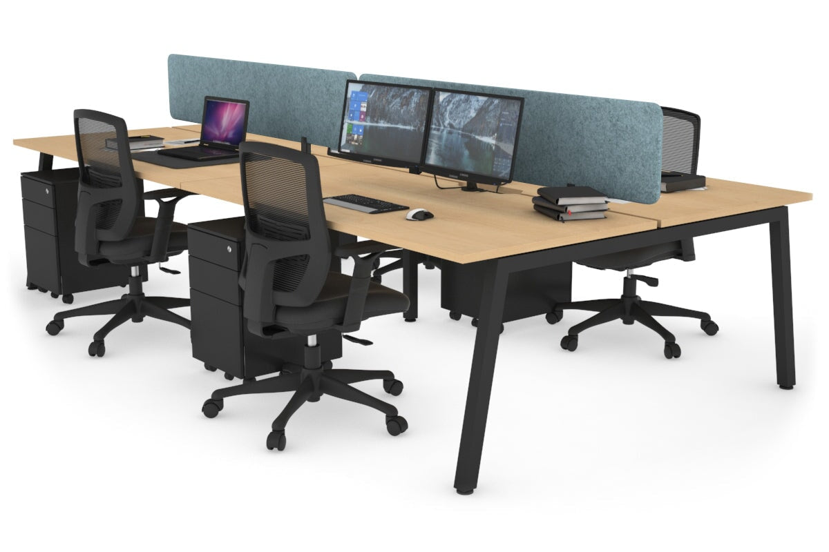 Quadro 4-Person Office Workstation Desk - 1200L x 800W with Cable Management Scallop - Perfect for Collaborative Workspaces, Team Meetings & Open Office Environments