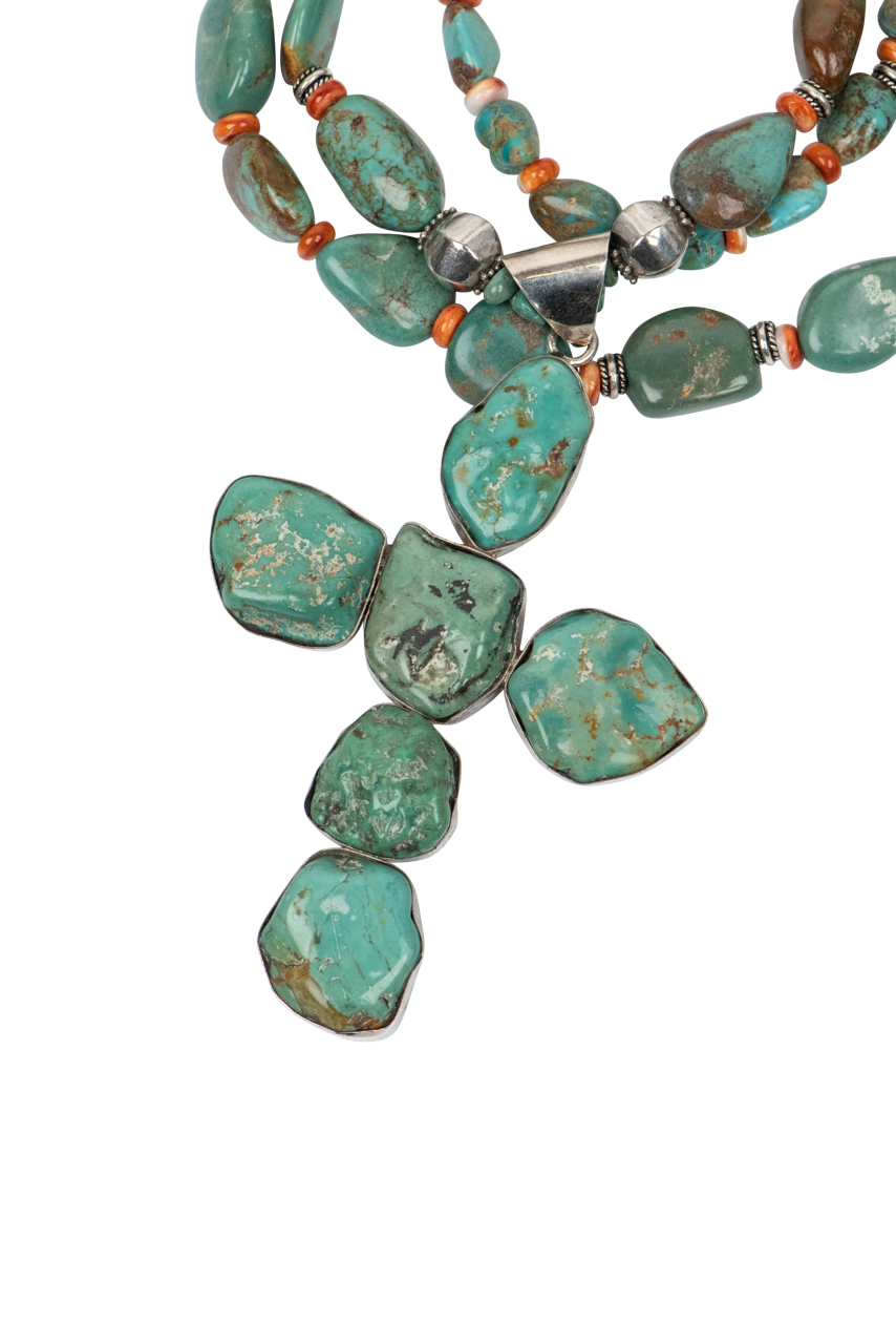 Paige Wallace Turquoise Nugget Cross Necklace - Handmade Sterling Silver Jewelry for Women, Spiritual Gift for Baptism, Confirmation & Everyday Wear