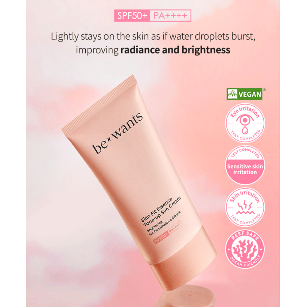 Bewants Skin Fit Essence Tone Up Sun Cream SPF 50ml - Brightening & Hydrating Face Sunscreen for Daily UV Protection - Perfect for Outdoor Activities & Makeup Base