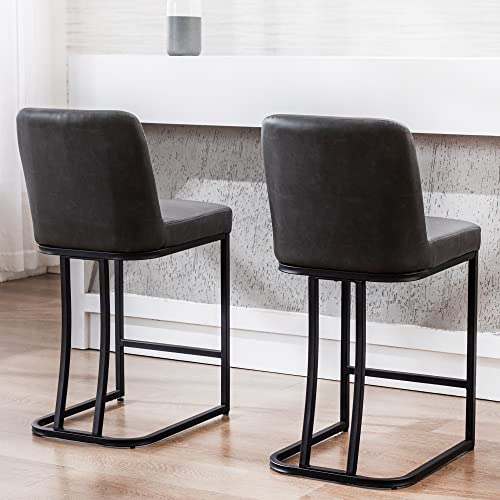 24inch Counter Height-charcoal-leather