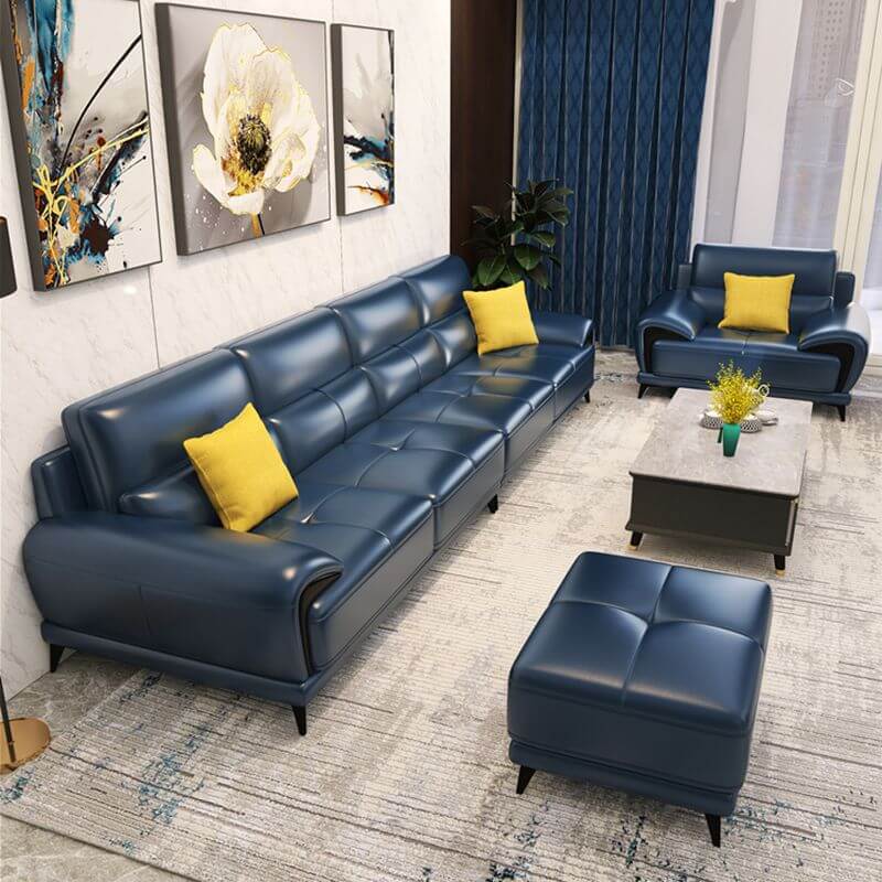 Mid Century Modern Modular Sofa with Leather Cushions - 3-Piece Sectional Sofa Set for Living Room, Lounge & Entertainment Spaces - Comfortable Contemporary Furniture for Home Decor