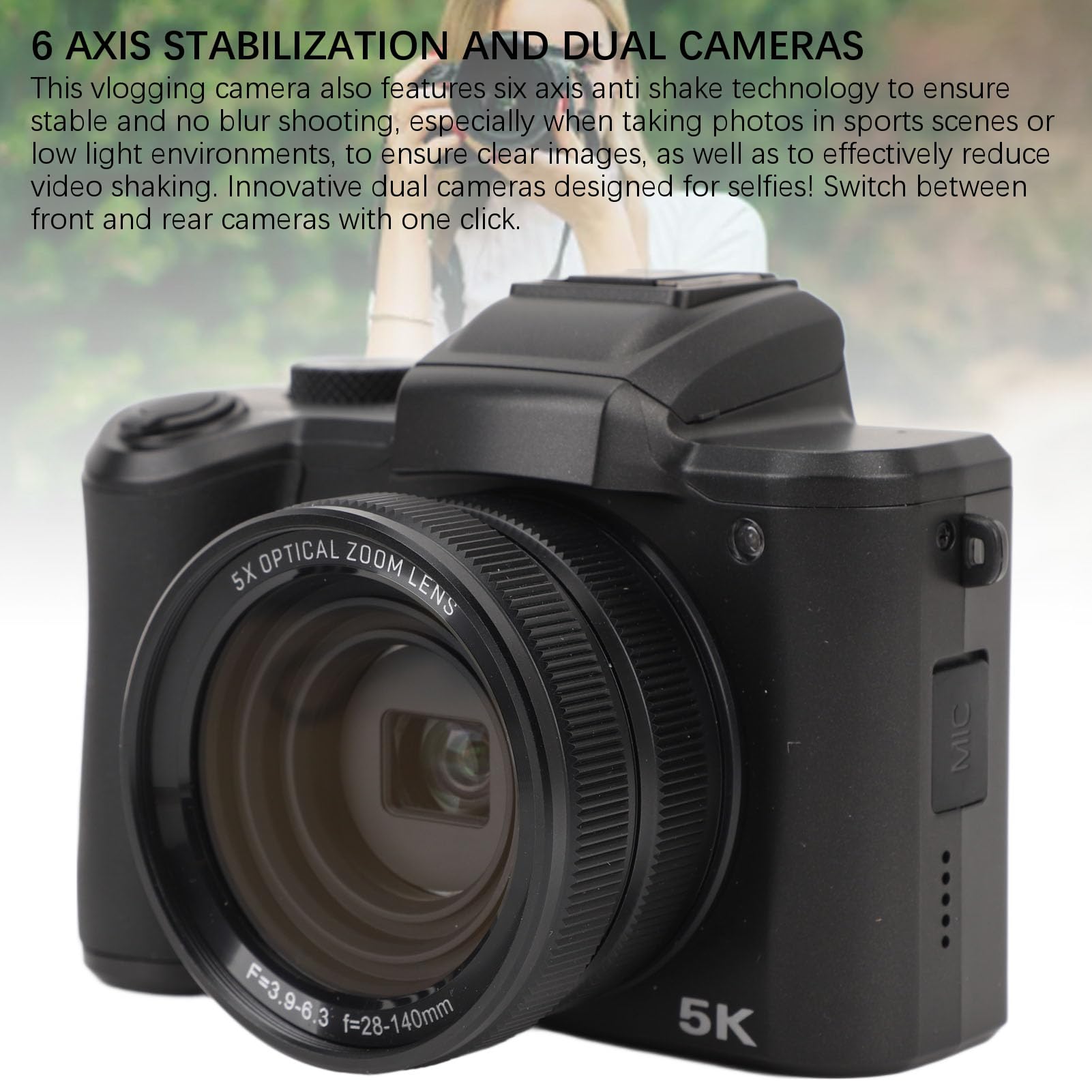 5K 64MP Digital Camera with Dual Autofocus Lenses & 10X Zoom - 3.2