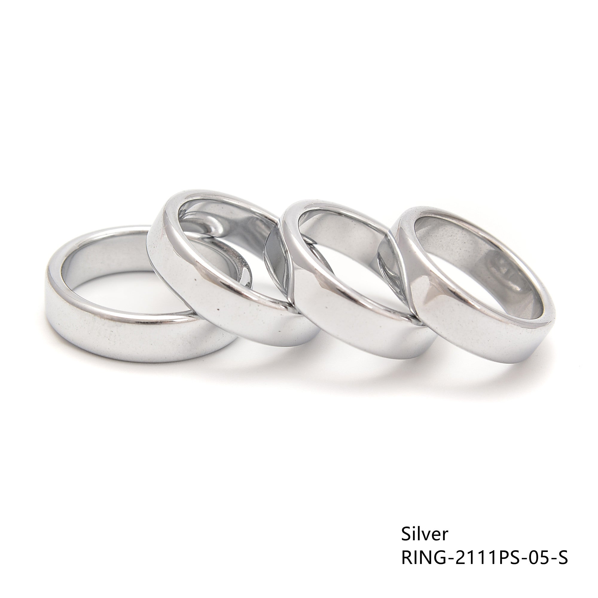 Hematite Band Ring Set - 4 Sizes Flat Minimalist Stackable Rings (4 Pcs/Bag) for Women's Jewelry, Gift & Everyday Wear