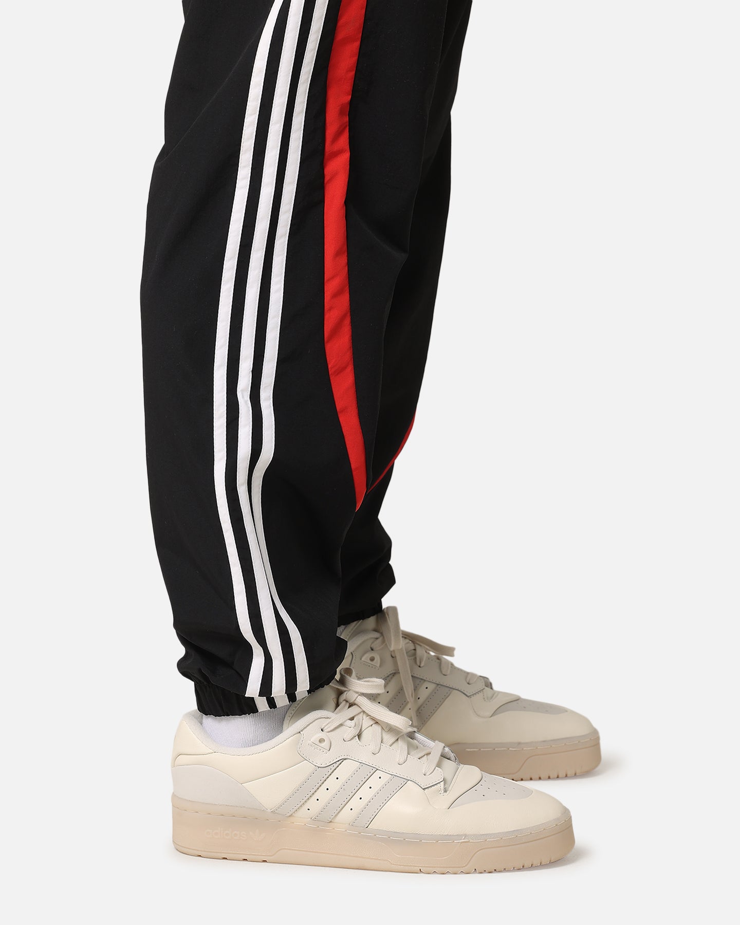 Adidas Archive Pants for Men - Black/Red Athletic Joggers with Tapered Fit - Perfect for Running, Gym Workouts & Casual Streetwear