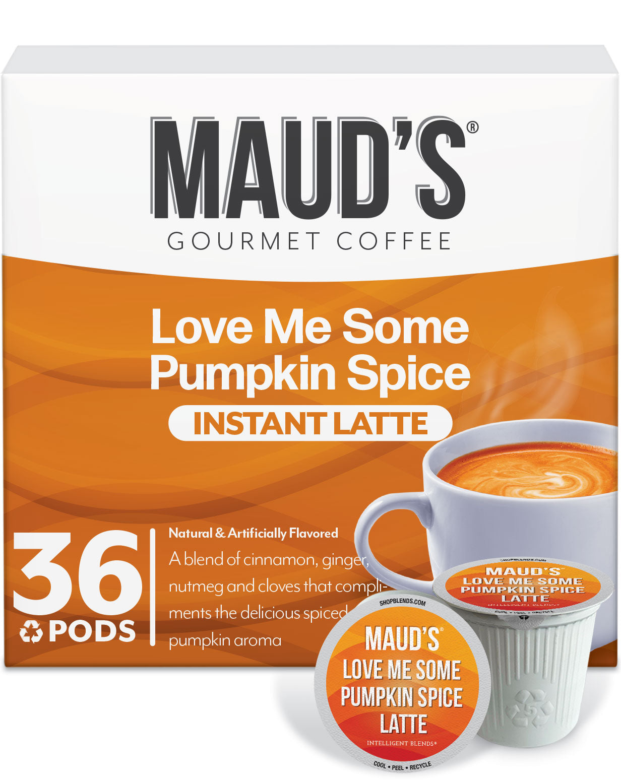 Maud's Pumpkin Spice Latte Coffee Pods - 100% Arabica K-Cup Compatible Pods for Keurig Brewers - Perfect for Fall Mornings & Cozy Evenings