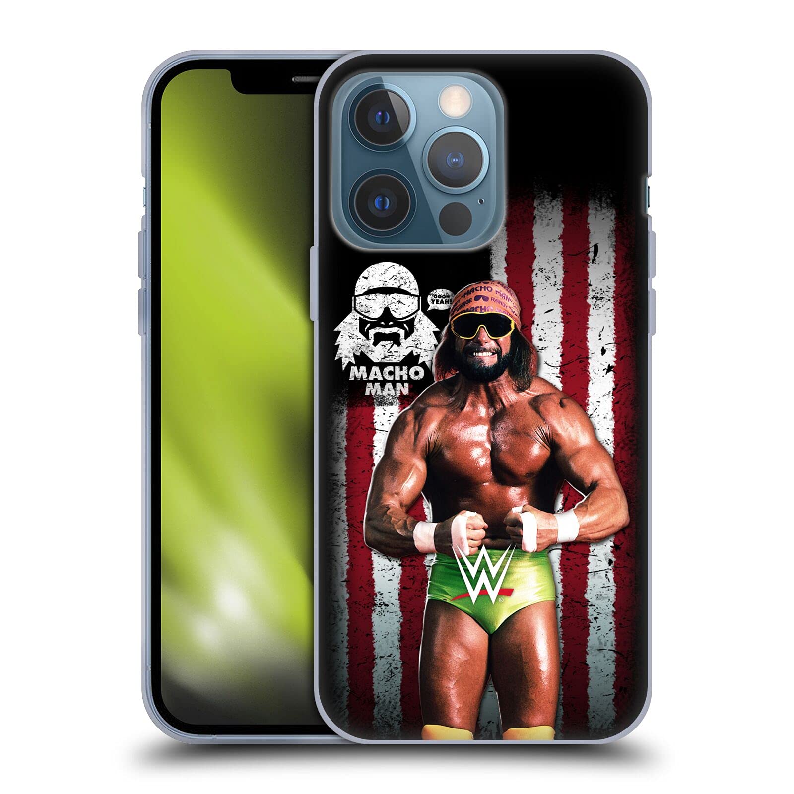 Head Case Designs WWE Macho Man Randy Savage American Flag iPhone 13 Pro Case - Officially Licensed Superstars Soft Gel Cover for Protection & Style | Perfect for Wrestling Fans & Daily Use