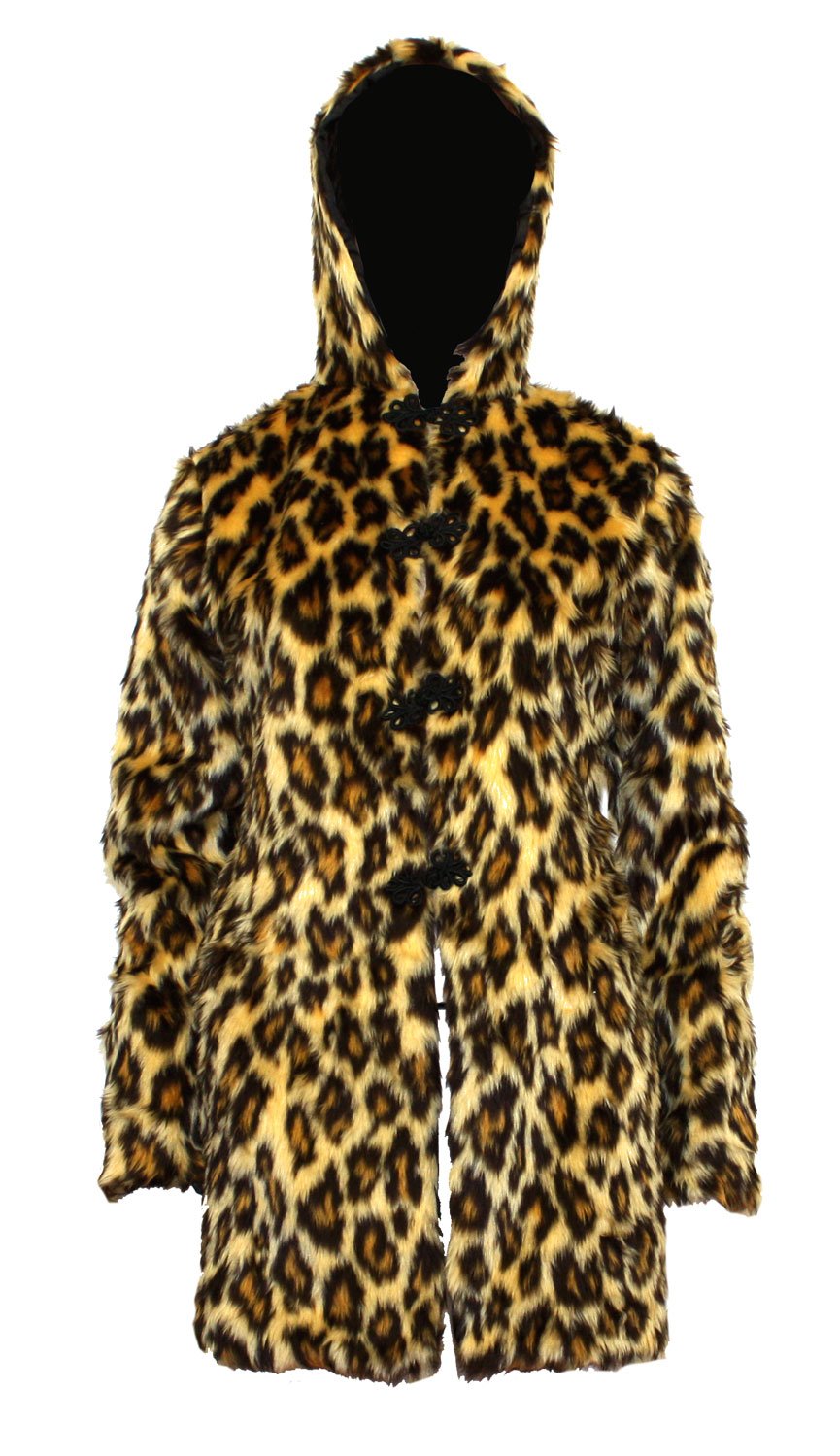 Original Leopard Print Faux Fur Hooded Coat Jacket for Women - Soft Fluffy Long Sleeve Winter Outerwear for Casual Wear, Street Style & Cold Weather Fashion