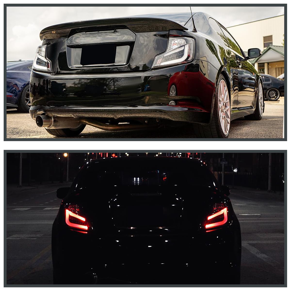 Spec-D Tuning Black LED Tail Lights with White LED Light Bar - Compatible with 2011-2013 Scion tC - Left & Right Pair Assembly - Upgrade Your Car's Style & Nighttime Visibility for Enhanced Safety