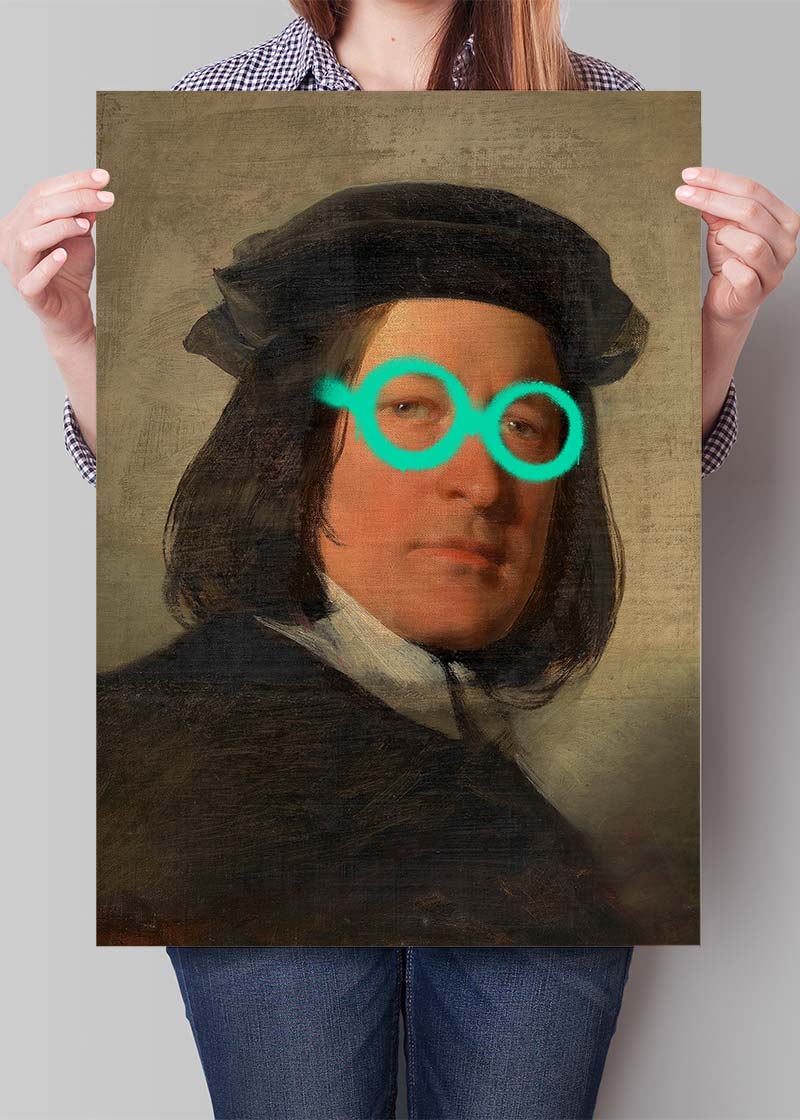 Friedrich von Amerling Spraypaint Graffiti Glasses Art Print - Quirky Wall Decor for Living Room, Bedroom & Office | Unique Gift for Art Lovers