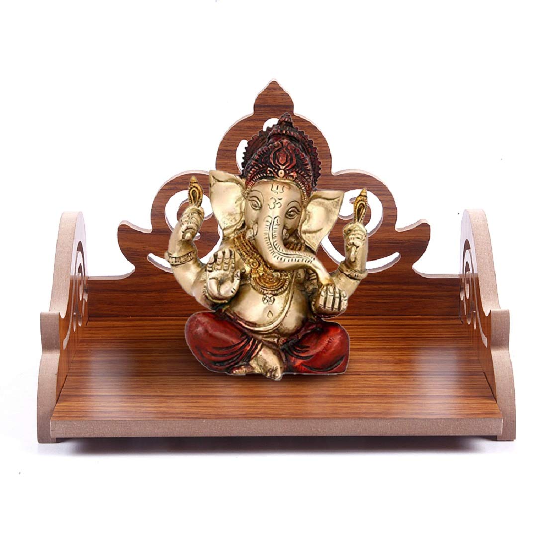 Handcrafted Wooden Plywood Mandir Pooja Room Temple - Elegant Home & Office Wall Hanging Decor (Brown, X-Large) for Meditation, Prayer & Spiritual Spaces - Model BTS003