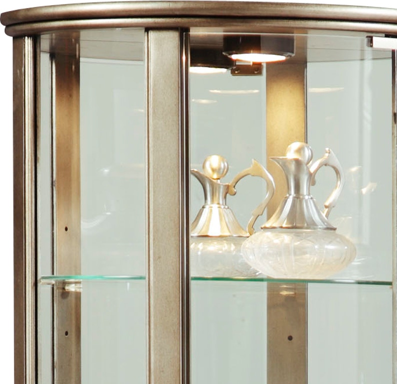 Half Moon Platinum Curio Cabinet - Elegant Glass Display Case for Collectibles, Antiques & Home Decor | Perfect for Living Room, Dining Room & Office