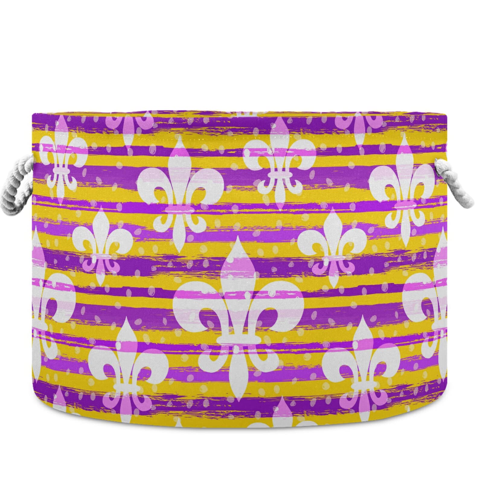Visesunny Collapsible Fabric Storage Bin - Mardi Gras Carnival Masquerade Design with Fleur De Lis Pattern, Laundry Basket for Clothes, Toys & Home Organization - Perfect for Bathroom, Bedroom, Nursery & Closet Storage Solutions