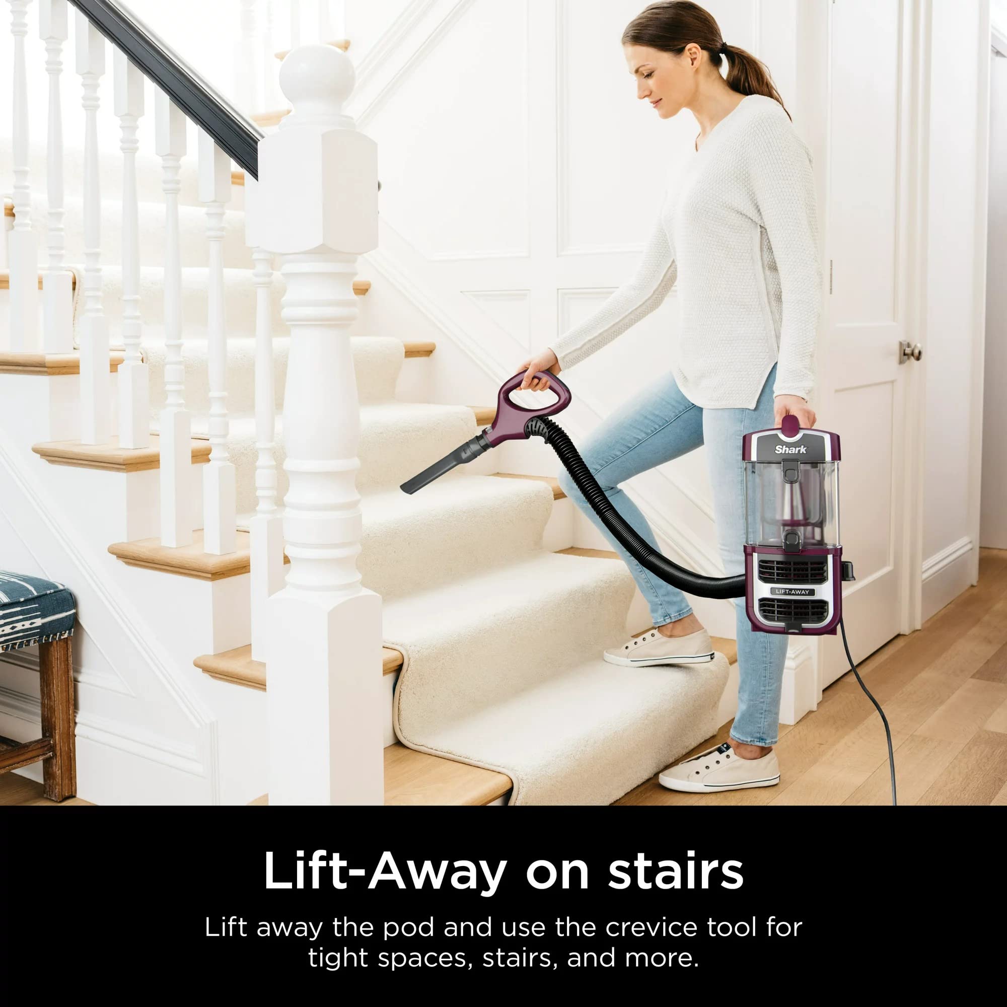 SHARK CU530 Navigator Lift-Away Upright Vacuum Cleaner | Self-Cleaning Brushroll | Powerful Suction | Lightweight Design | Certified Renewed (Red) | Perfect for Hardwood Floors, Carpets & Pet Hair Removal