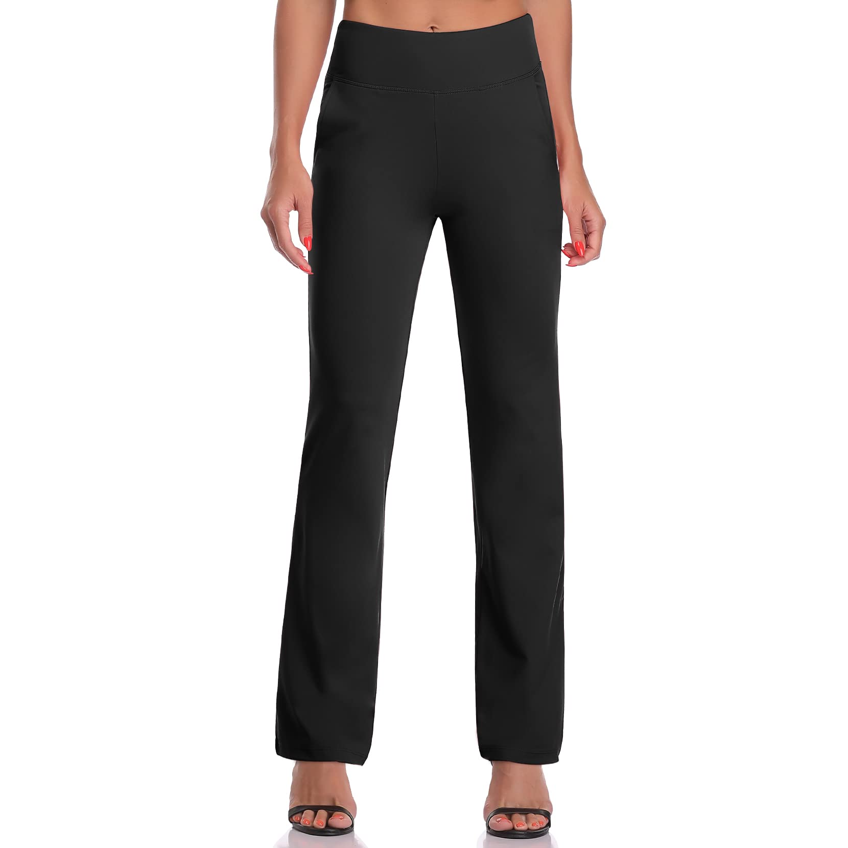 DAYOUNG Women's High Waist Bootcut Yoga Pants - Tummy Control Workout Leggings with 4-Way Stretch for Gym, Running & Everyday Wear