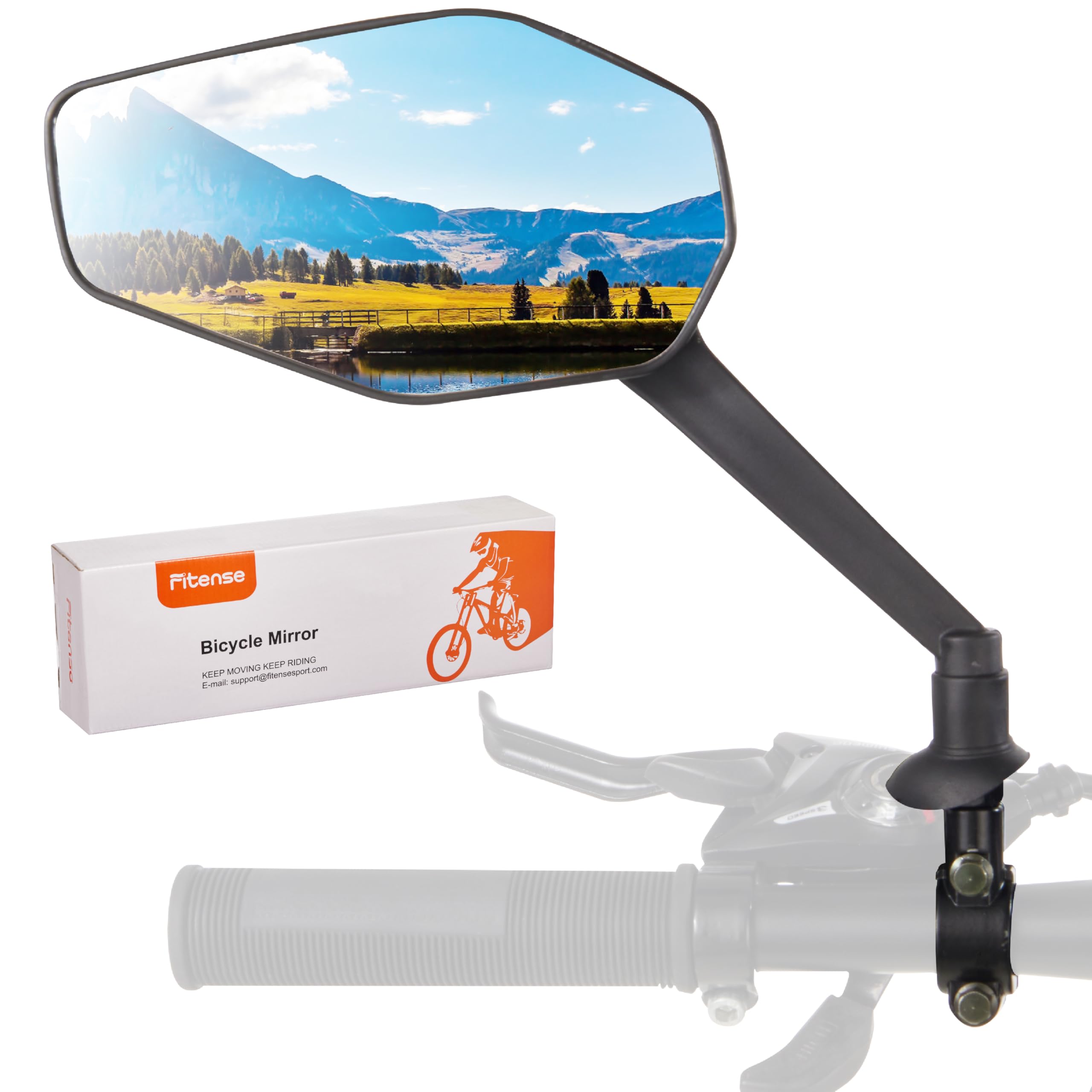 360° Adjustable Bike Mirror Handlebar Mount - Scratch Resistant Glass Lens Safety Rear View Mirror for Mountain/Road Bikes, E-Bikes & Scooters (Left Side) - Perfect for Commuting, Cycling Safety & Urban Riding