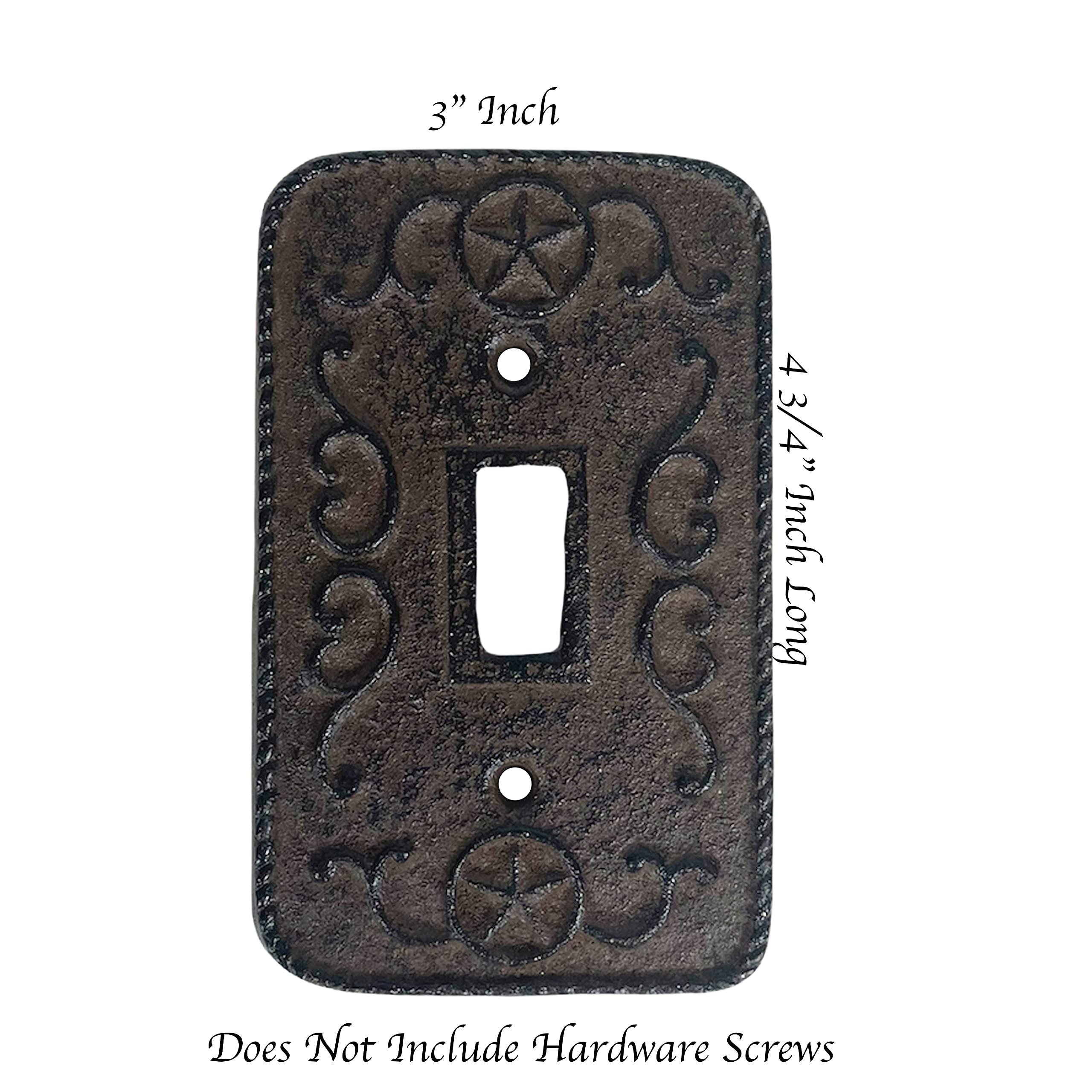 Western Floral Star Horseshoe Cast Iron Rustic Light Switch Cover - Single Switch Plate for Farmhouse, Cabin & Western Decor - Durable Decorative Outlet Wall Plate for Living Room, Bedroom & Kitchen