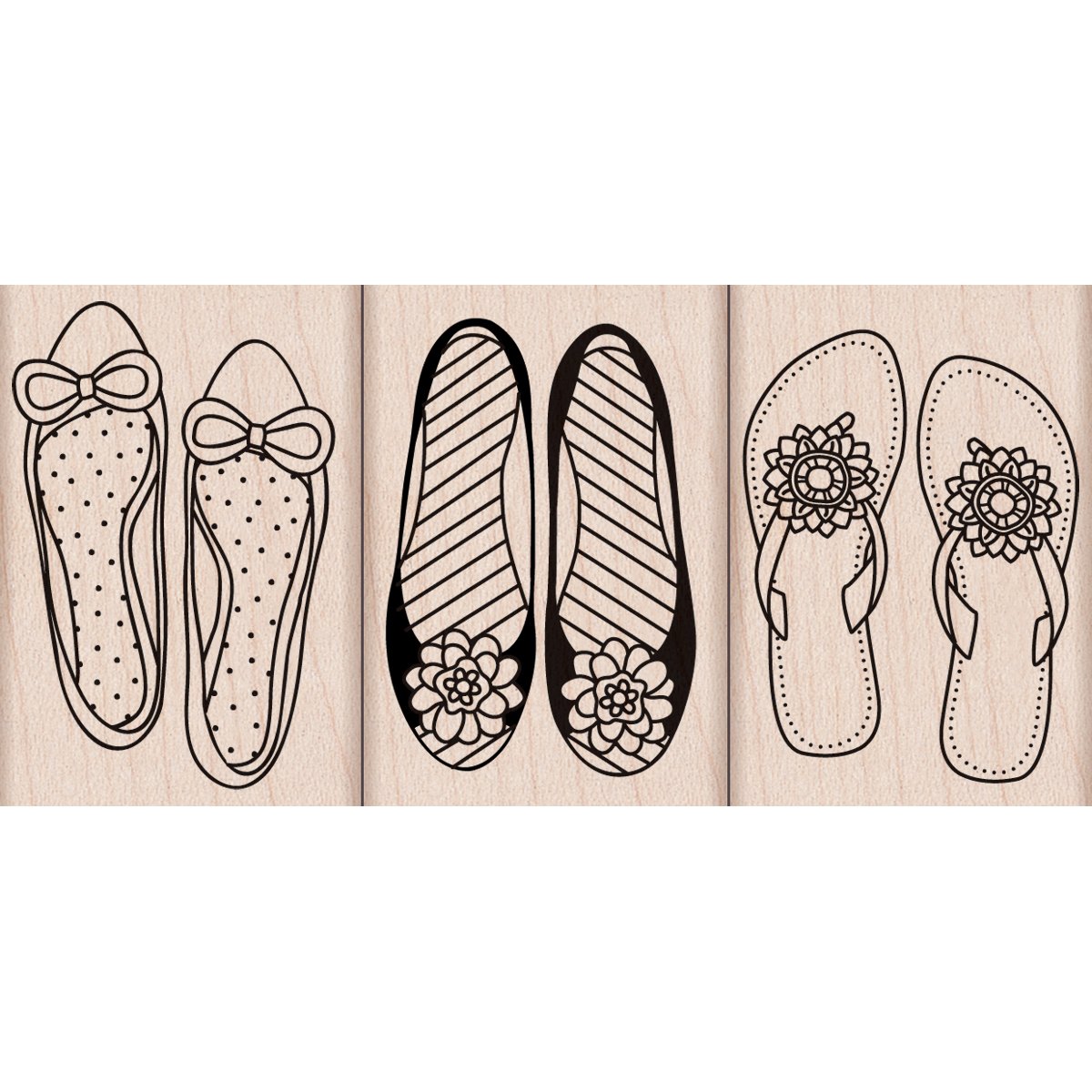 Hero Arts Woodblock Wood Mounted Stamps - Shoes Trio Set for Card Making, Scrapbooking & DIY Crafts - Vintage Rubber Stamps for Handmade Greeting Cards & Stationery