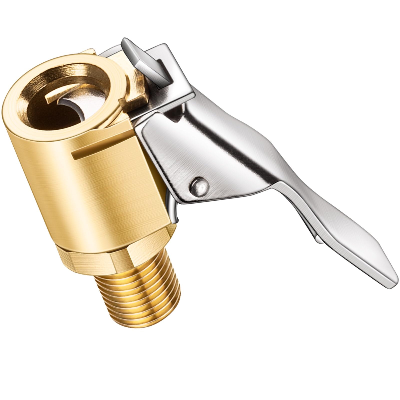 **Premium Brass Locking Tire Air Chuck - No Leak Twist to Lock Adapter for Air Compressors | Heavy-Duty Tire Inflator Hose Connector | Perfect for Trucks, Cars, Bikes & ATVs**    *(Use Case: Ideal for quick and secure tire inflation at home, gas stations, or off-road adventures with zero air leakage.)*