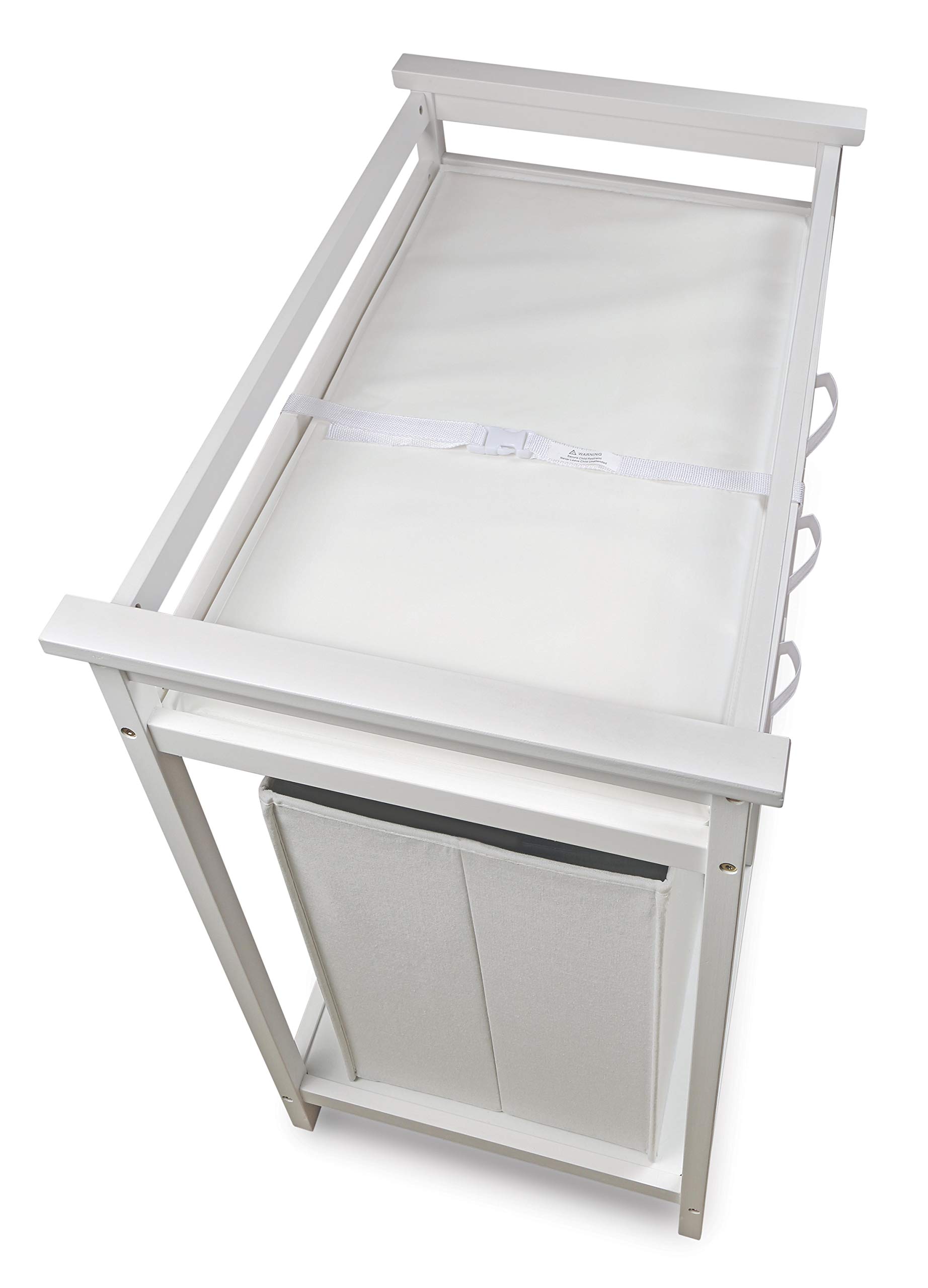 Modern Baby Changing Table with Laundry Hamper & 3 Storage Drawers - White Nursery Organizer for Diaper Changing Station | Perfect for Newborn Care & Nursery Organization
