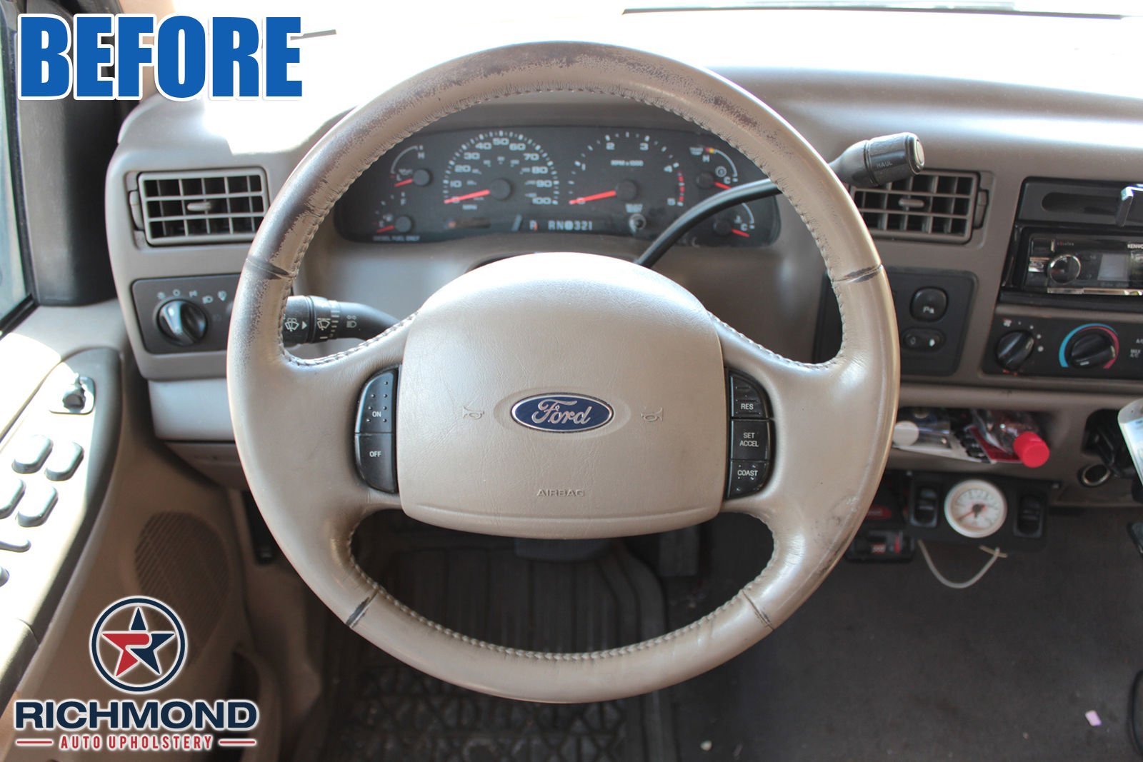 Premium Tan Leather Steering Wheel Cover for 1997 Ford Expedition XLT - Comfort Grip & Anti-Slip Design | Perfect for Road Trips, Daily Commutes & Car Interior Protection