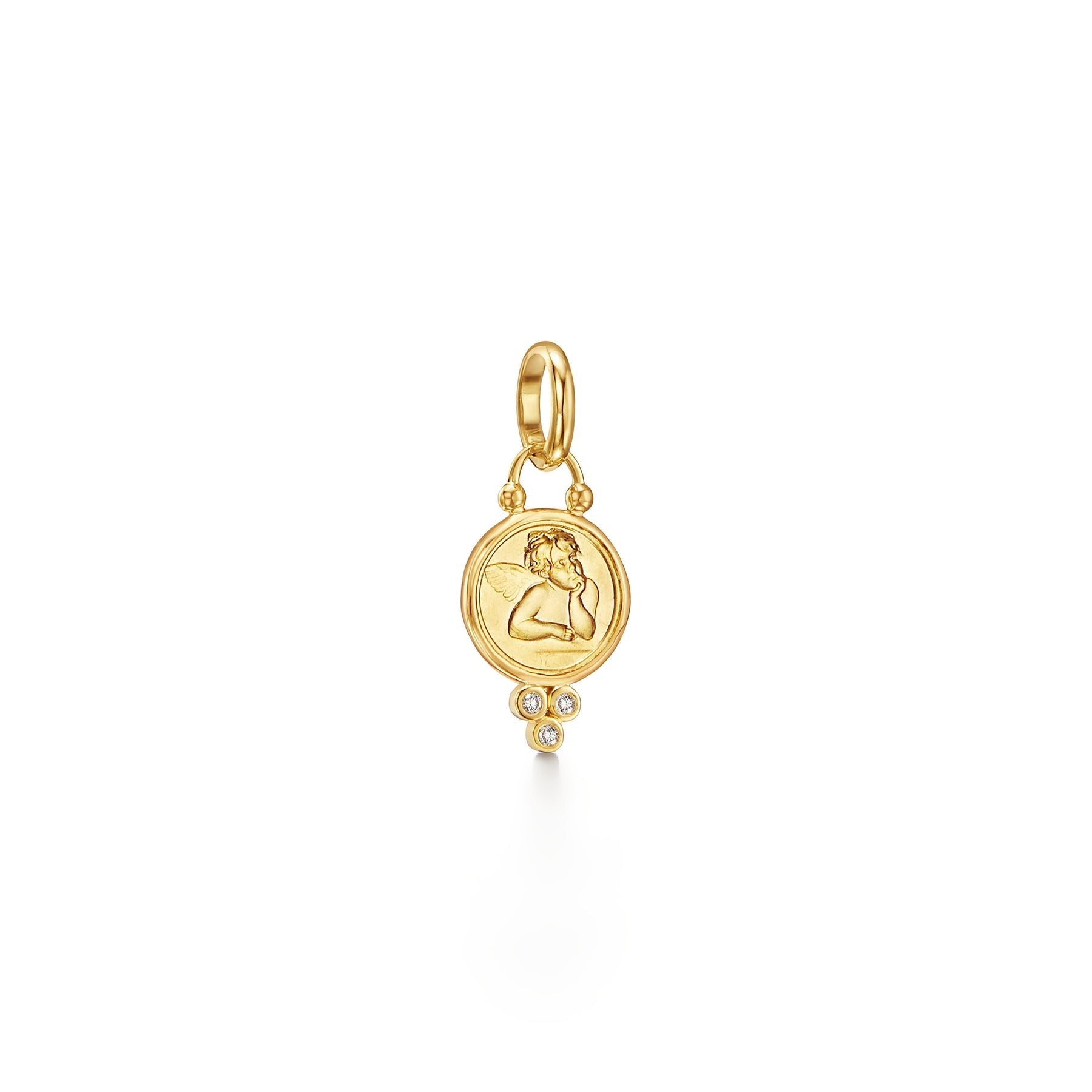 Temple St. Clair Diamond Trio Angel Pendant Necklace - 14K Gold Angel Wing Charm Jewelry for Women - Perfect Gift for Birthday, Anniversary & Special Occasions