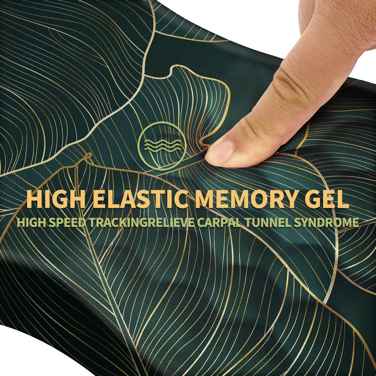 Ergonomic Mouse Pad with Memory Foam Wrist Rest - Pain Relief for Carpal Tunnel, Non-Slip Desk Pad for Wireless Mouse (Green Leaves Design) - Perfect for Office, Gaming & Long Computer Work Sessions