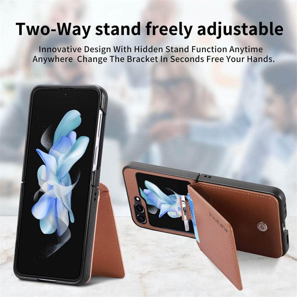 Premium Vegan Leather Case for Samsung Galaxy Z Flip 5 - Slim Protective Cover with Wallet Slot | Perfect for Work, Travel & Everyday Use