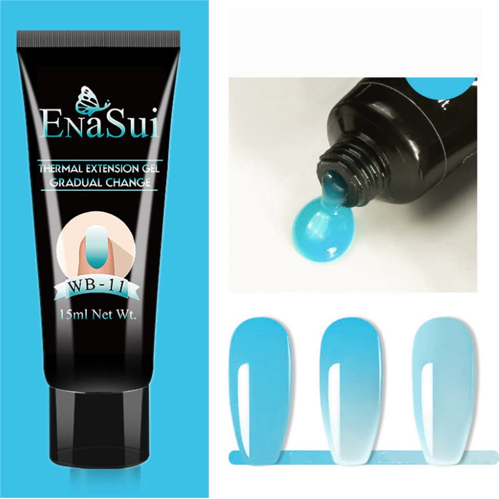 15ml Temperature & UV Color Changing Builder Gel for Nail Extensions - Blue Poly Nail Extension Gel for Quick Nail Art & Enhancements | Professional Salon & DIY Manicure | Perfect for Parties, Weddings, Prom & Special Occasions | Long-Lasting Nail Polish for Daily Wear & Night Events