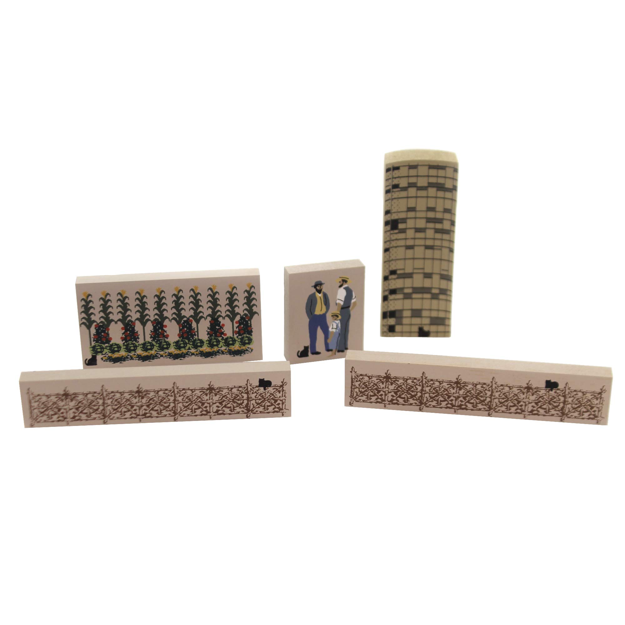 Wooden Cats Meow Village Home On The Farm Set of 5 - Miniature Farmhouse Decor for Collectors & Home Display - Perfect for Shelf Displays, Christmas Villages & Farm-Themed Dioramas