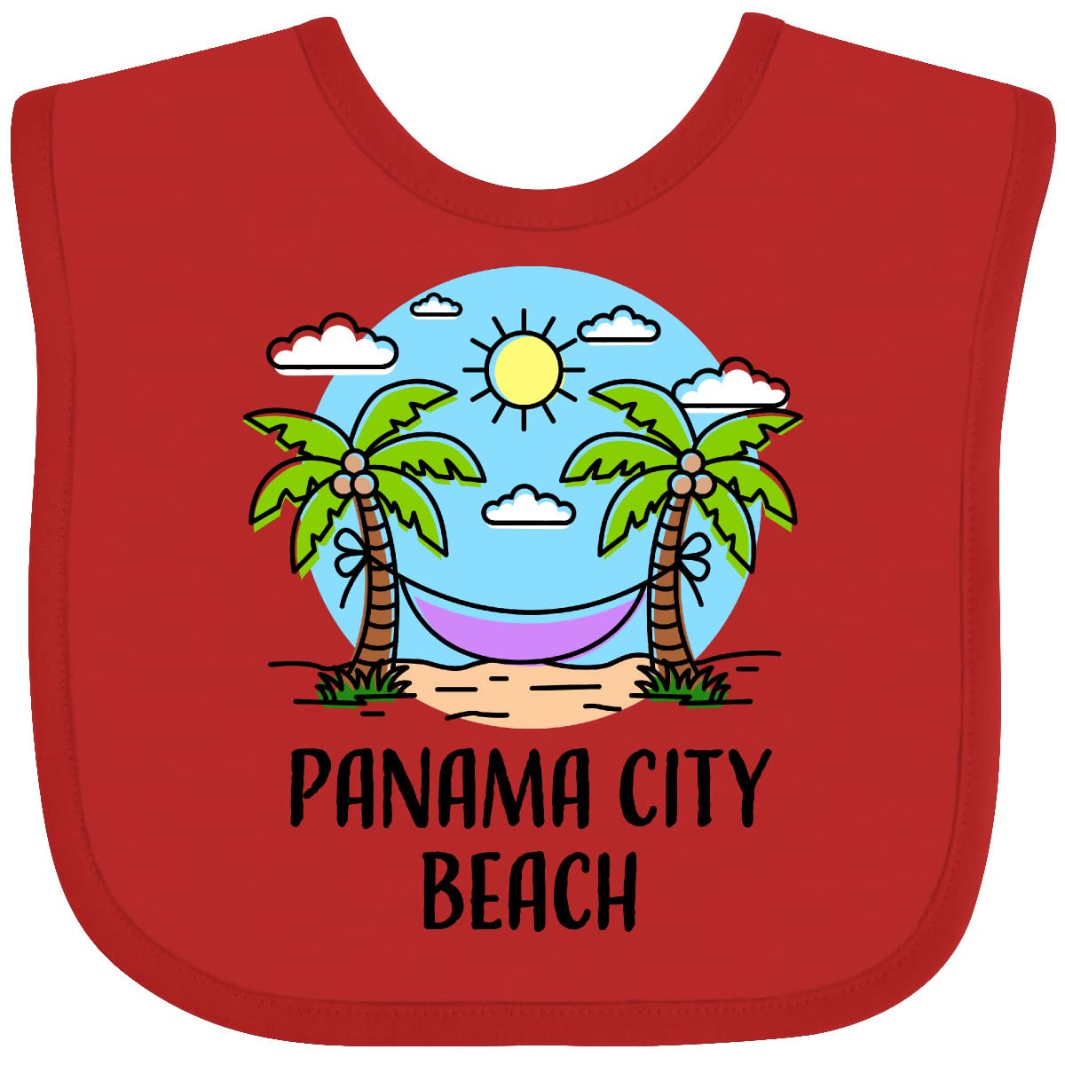 Inktastic Summer Vacation in Panama City Beach Baby Bib - Soft Cotton Drool Bib for Infants & Toddlers - Perfect for Beach Trips, Travel, and Everyday Use
