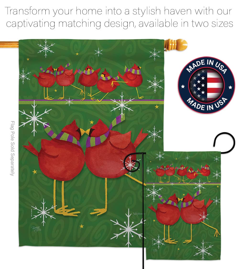 Callin All Cardinals Winter House Flag Set 28x40 - Outdoor Holiday Decor