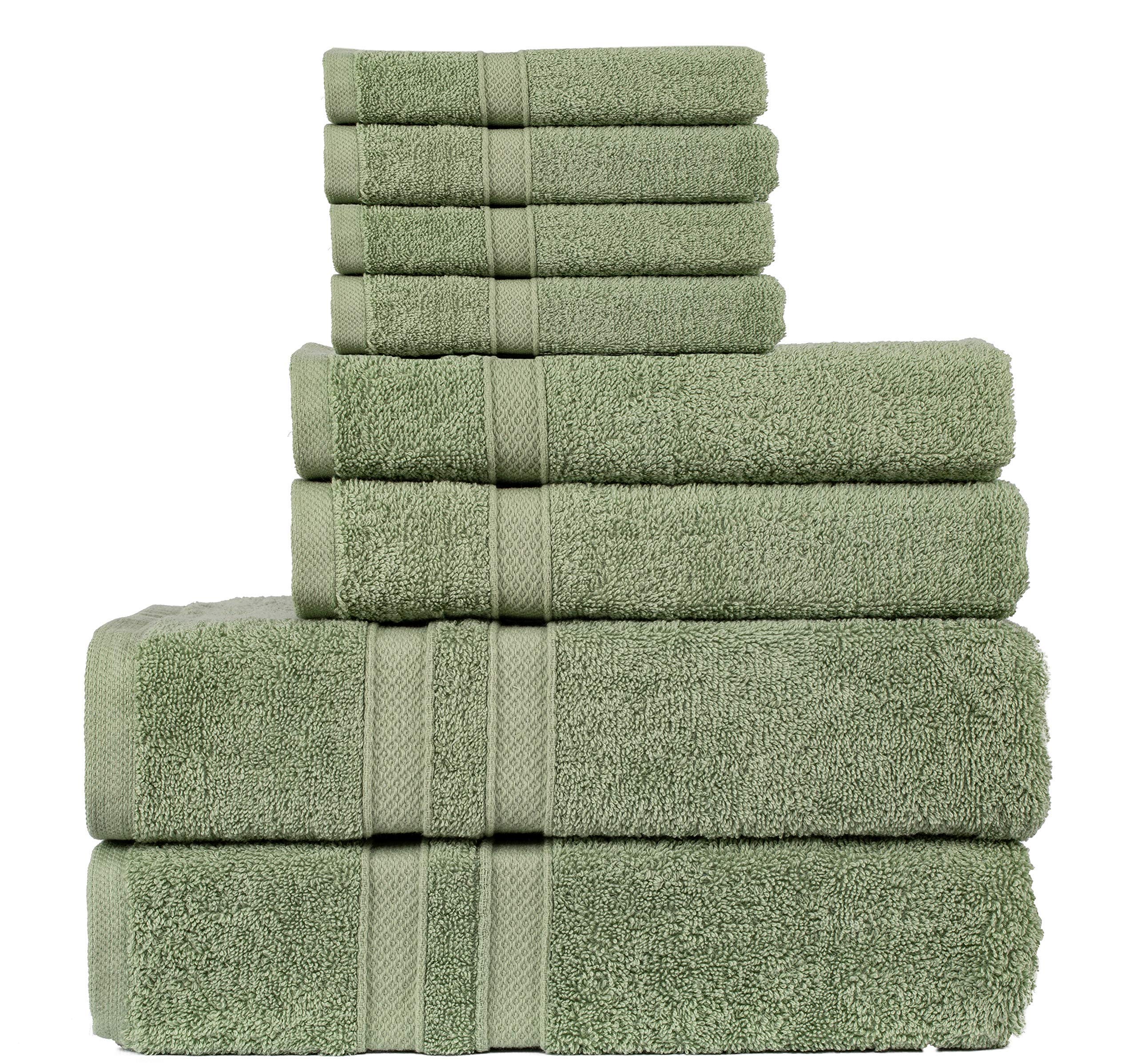 8 Pack Absorbent Plush Cotton Towel Set - Soft Bath & Hand Towels with Washcloths for Spa, Gym & Luxury Bathroom | Quick-Drying & Skin-Friendly
