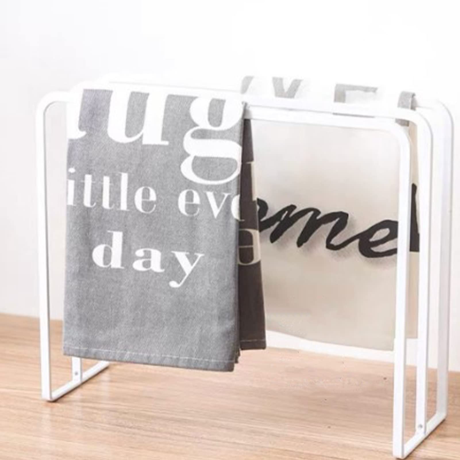 Stainless Steel Dishcloth Drying Rack for Kitchen Countertop - Foldable Sink Tray & Towel Holder - Compact Storage Organizer for Dish Cloths, Rags & Hand Towels (White) | Perfect for Small Kitchens, Apartments & RVs