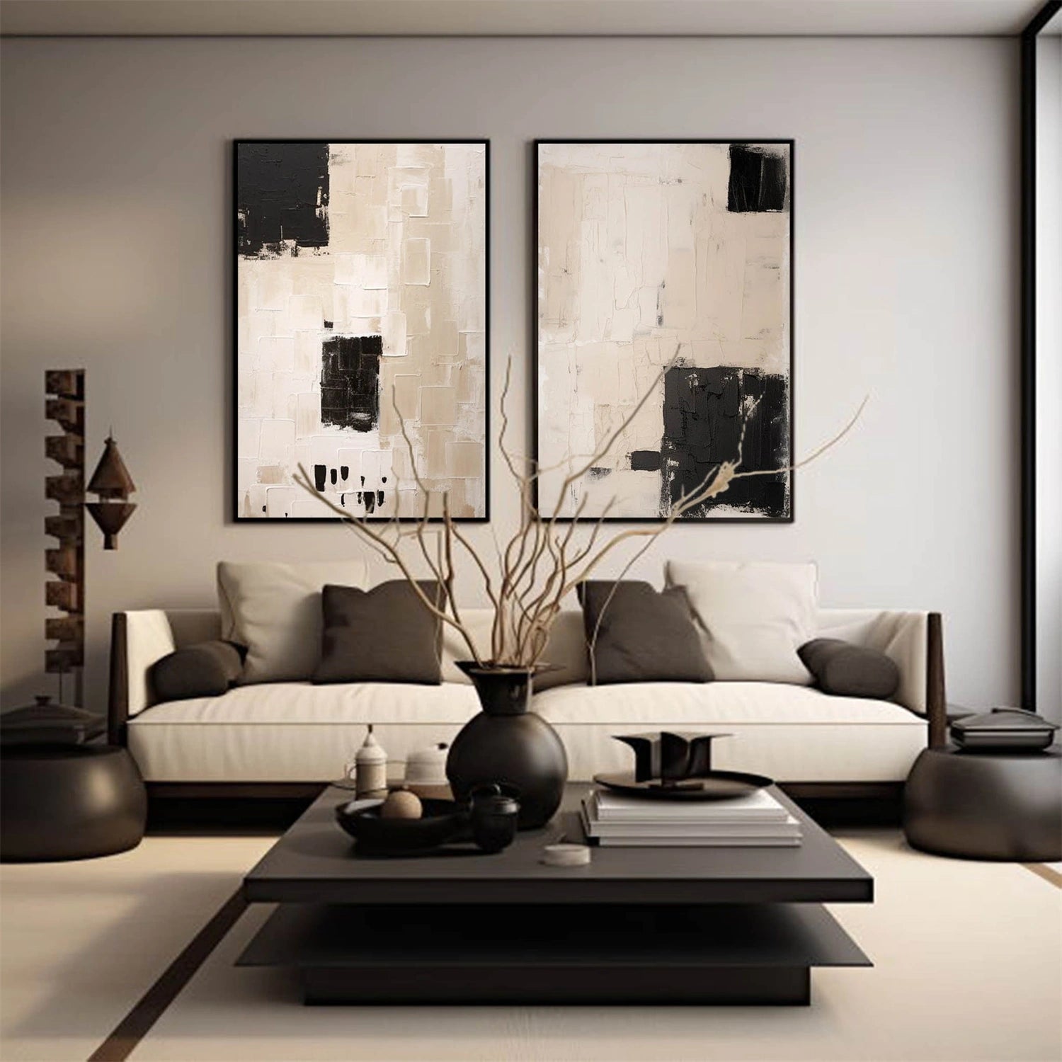 Abstract Tranquility Wall Art Set of 2 - Modern Minimalist Canvas Prints for Living Room, Bedroom & Office Decor - Perfect for Home & Office Wall Decorations