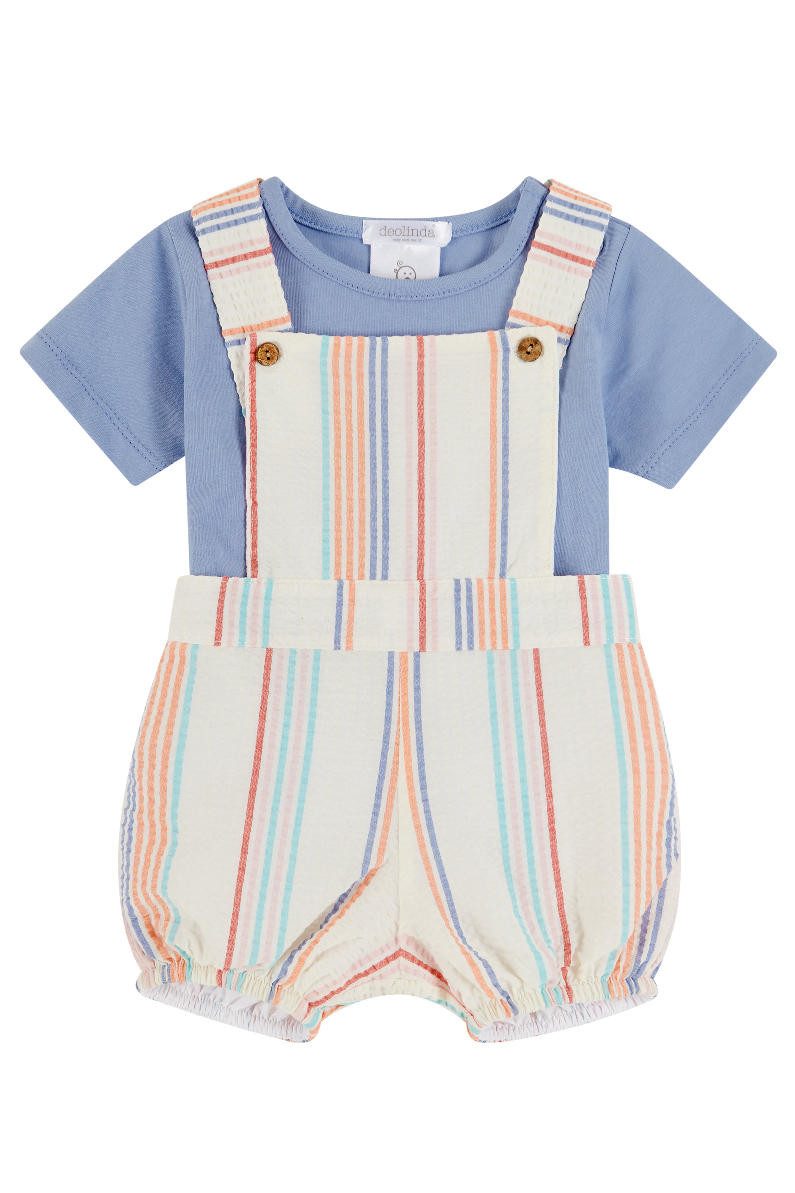 Stylish Zane Dusky Blue Top & Striped Dungaree Set - Trendy Women's Casual Outfit for Everyday Wear, Weekend Outings & Fashionable Street Style
