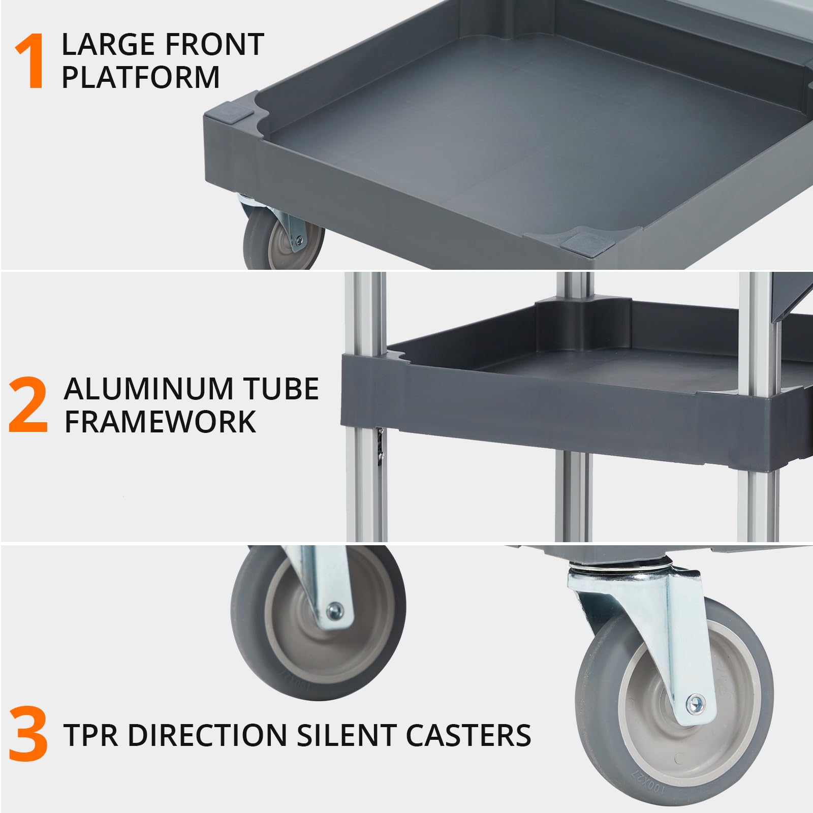 Commercial Janitorial Cleaning Cart with Wheels - Black Housekeeping Utility Cart with Cover, Shelves & Vinyl Bag | Ideal for Hotels, Hospitals & Office Cleaning