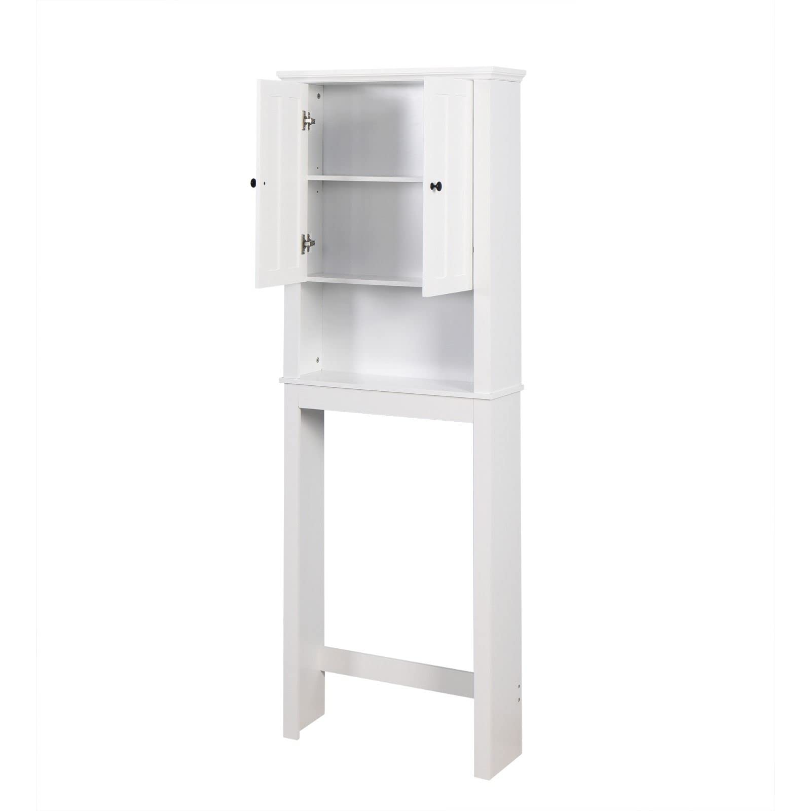Freestanding Over-The-Toilet Storage Cabinet with Adjustable Shelves - Tall Slim Bathroom Organizer for Towels, Toiletries & More - Perfect for Small Bathrooms, Apartments & Powder Rooms