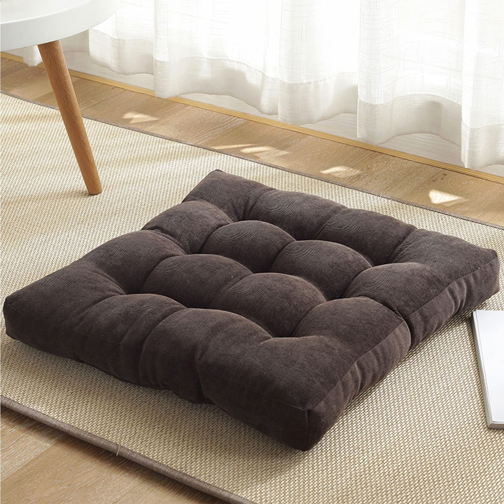 EROOLU Solid Color Floor Cushion - Comfortable Floor Pillow for Yoga, Meditation, Living Room, Balcony, Office & Outdoor Use - Tatami Style Sitting Pillow (Multiple Colors Available)