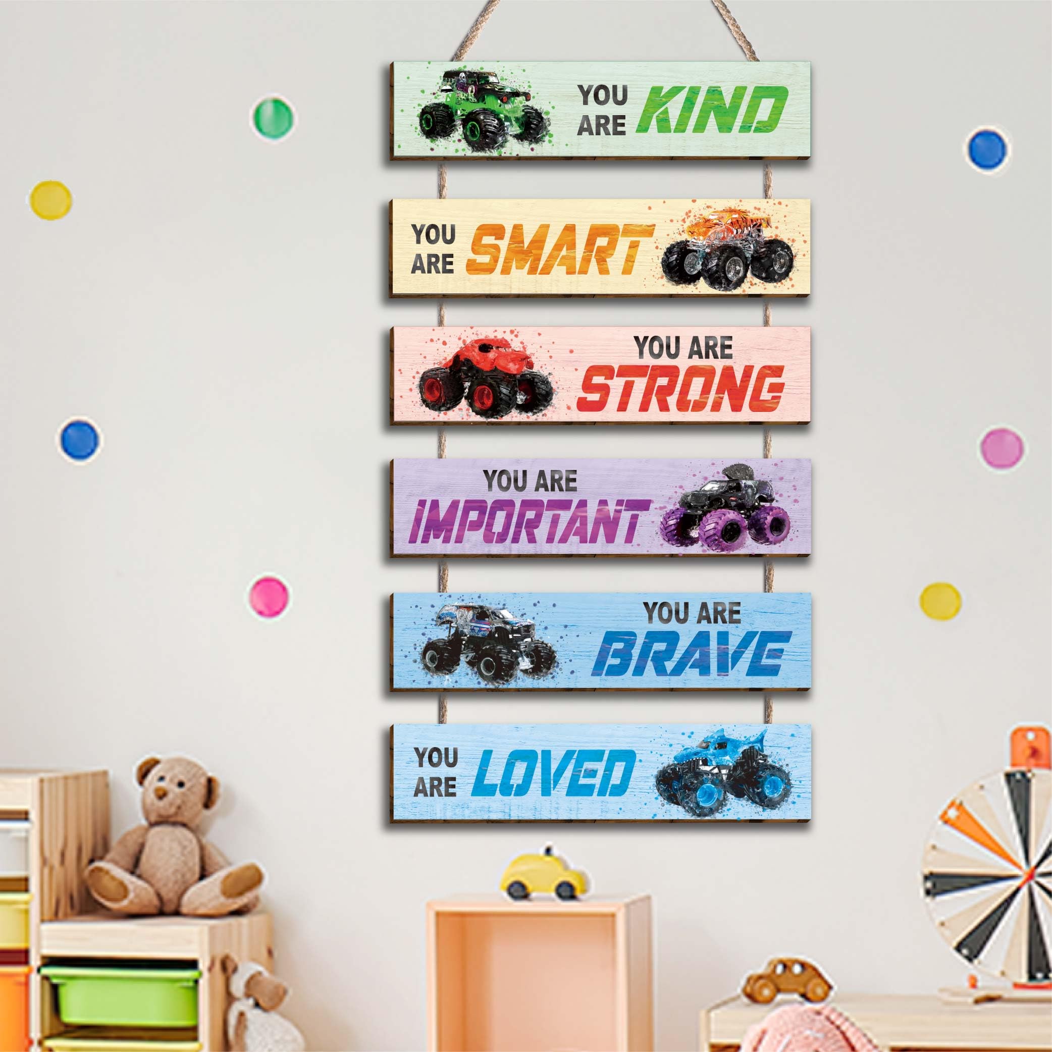 6 Pcs Racing Car Wall Decor Plaques with Inspirational Quotes - Motivational Kids Room Decor for Boys, Girls, Teens & Toddlers - Perfect for Bedroom, Nursery, Playroom and Birthday Party Decorations