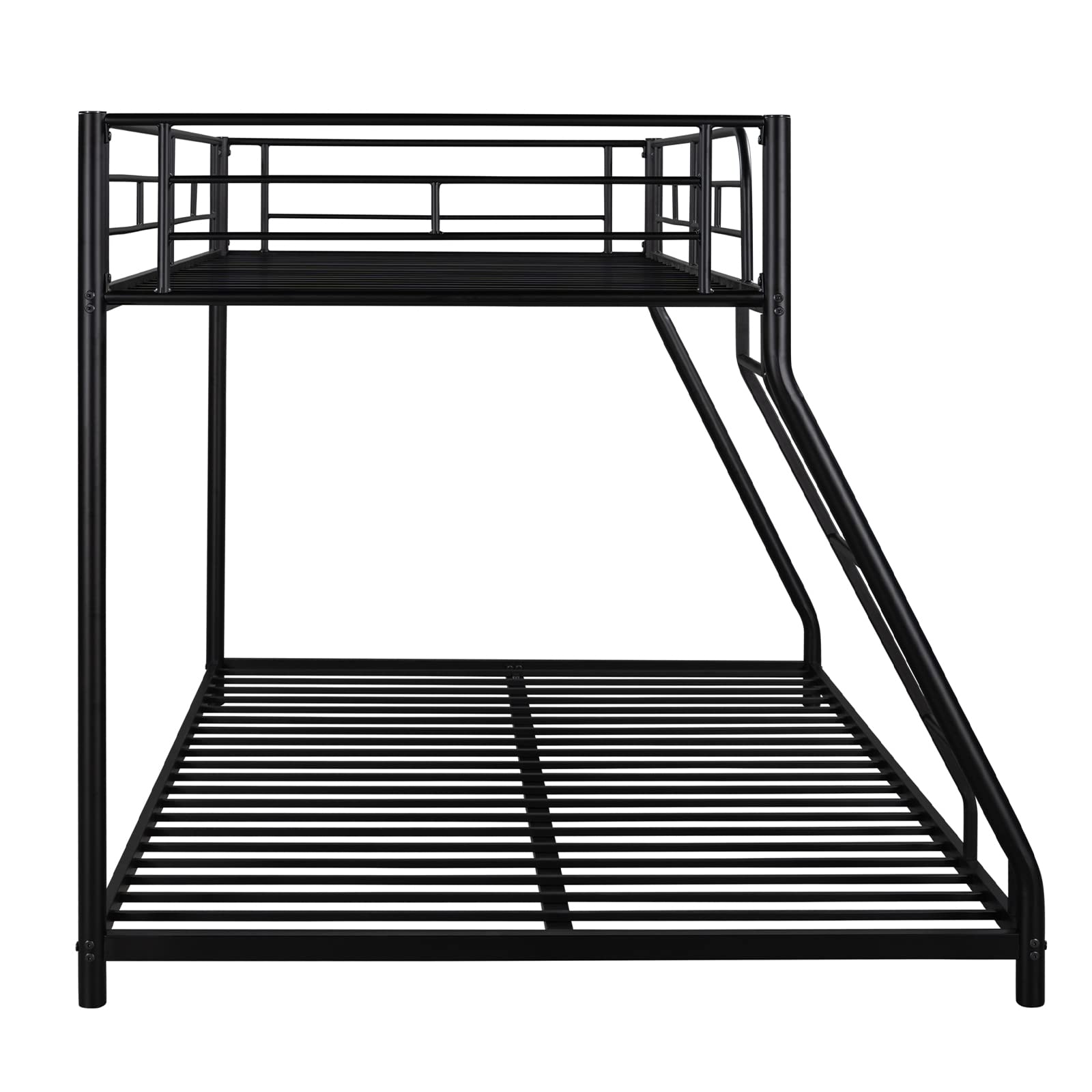 Heavy Duty GNIXUU Twin Over Full Metal Bunk Bed with Guardrails & Built-in Ladder - Industrial Steel Bunk Bed Frame, No Box Spring Needed (Black) - Perfect for Kids' Rooms, Dorms, and Space-Saving Bedroom Solutions