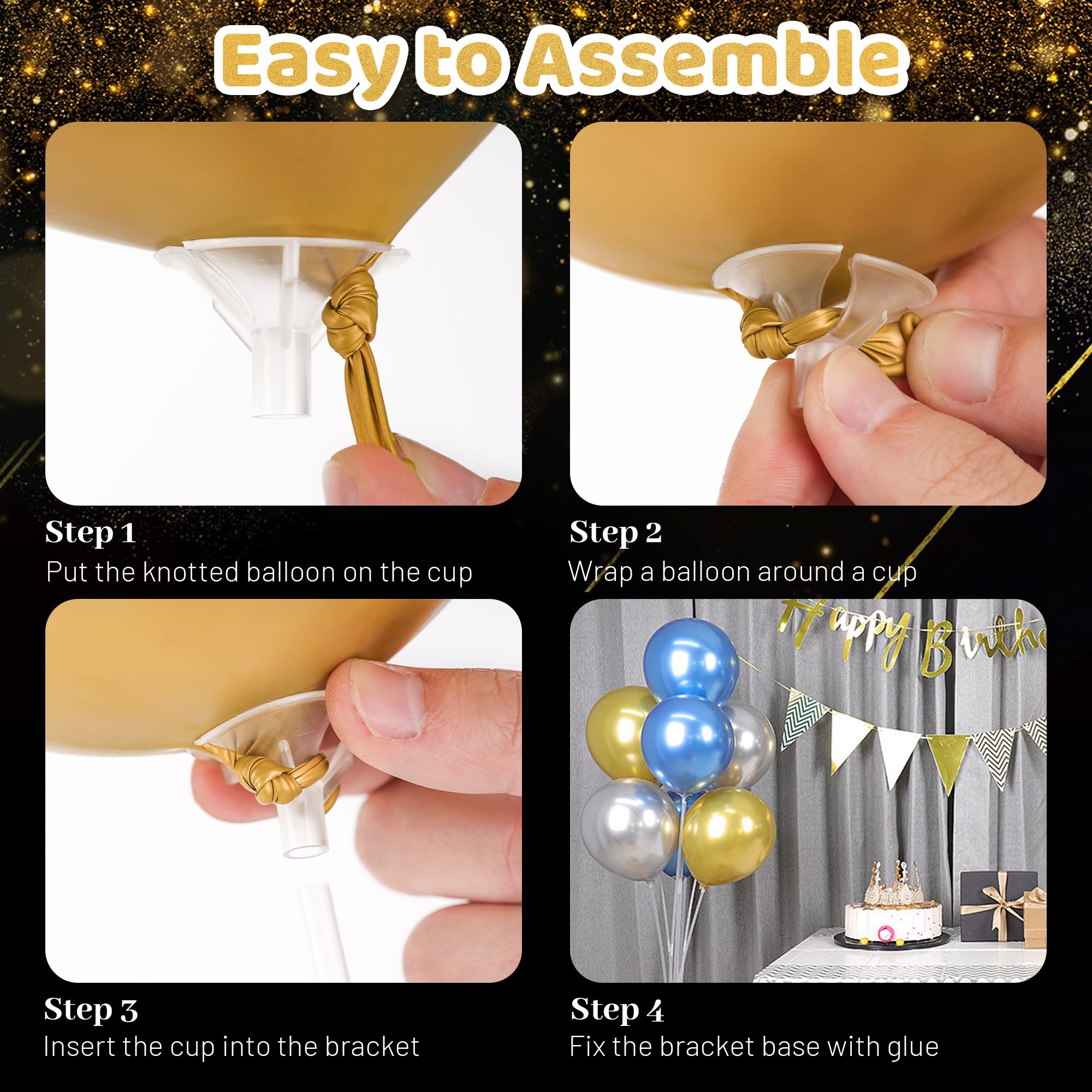 JOYYPOP 7 Sets Balloon Stand Kit with Sticks and Base - Party Balloon Holder for Birthday, Graduation, Wedding Decorations - Perfect for Indoor and Outdoor Celebrations, Baby Showers, Anniversaries