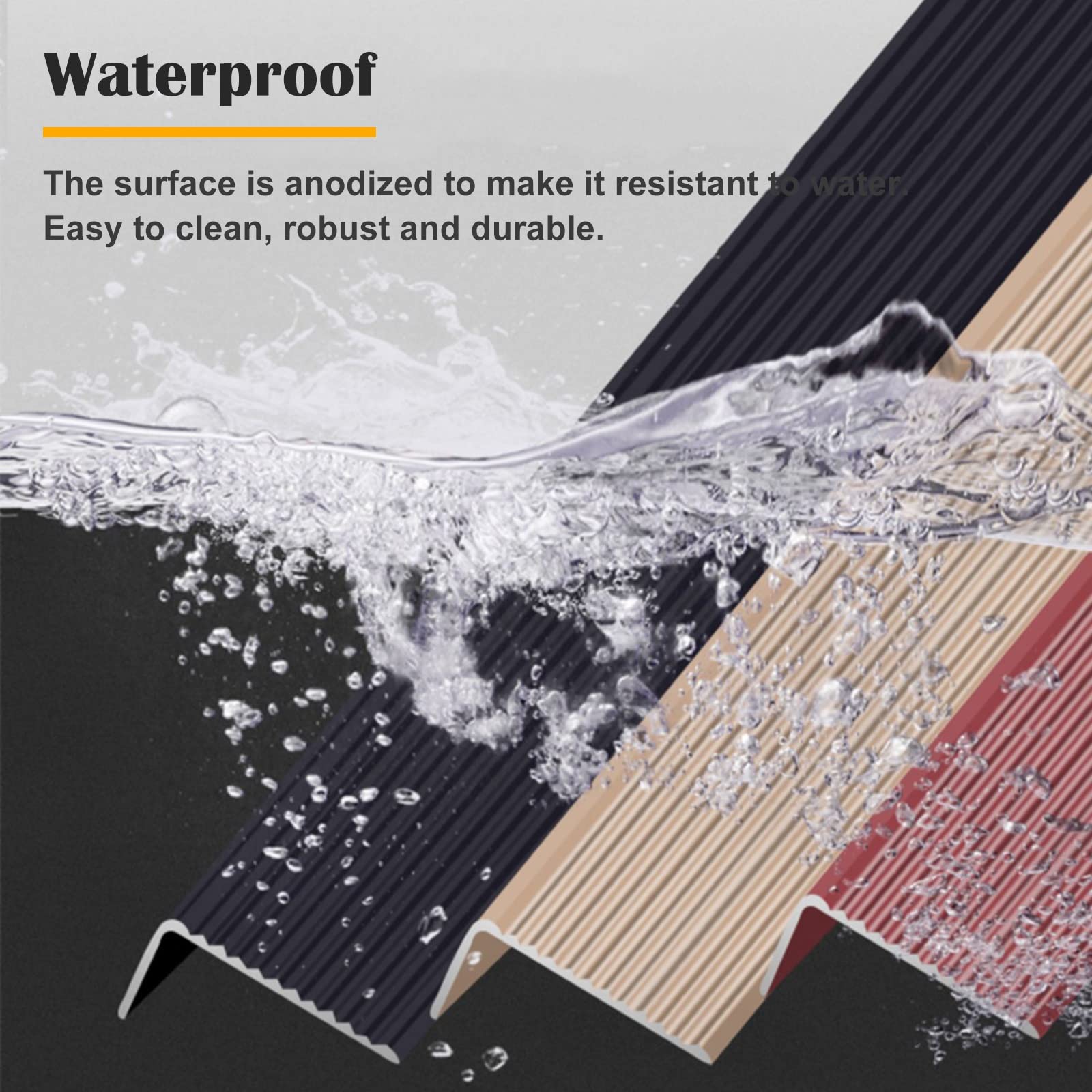 TONZN Aluminum Floor Transition Strip - Non-Slip Stair Nose Molding for Step Edges (90cm/105cm/120cm/145cm) - Perfect for Stairs, Doorways & Flooring Safety