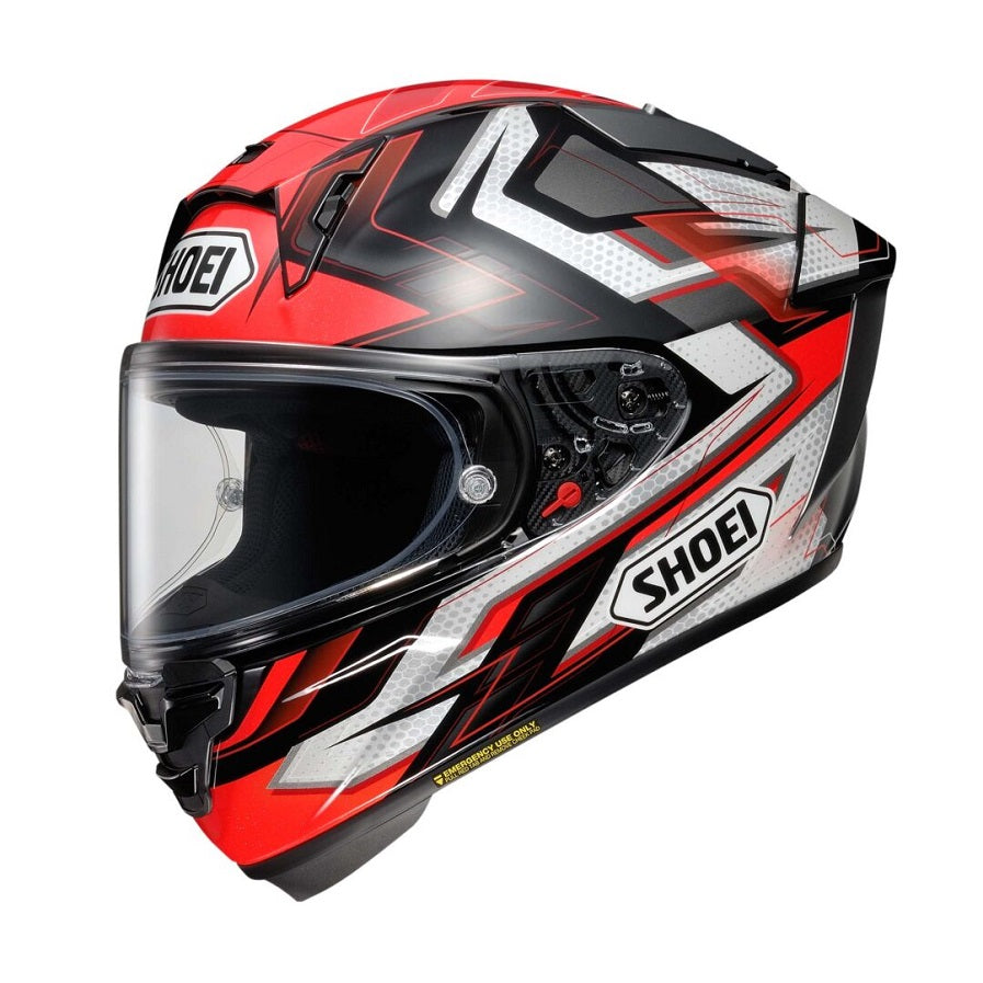Shoei X Fifteen Escalate Motorcycle Helmet - Black/Red/White - DOT & ECE Certified - Full Face Street Bike Helmet for Men & Women - Perfect for Racing, Commuting and Long Rides